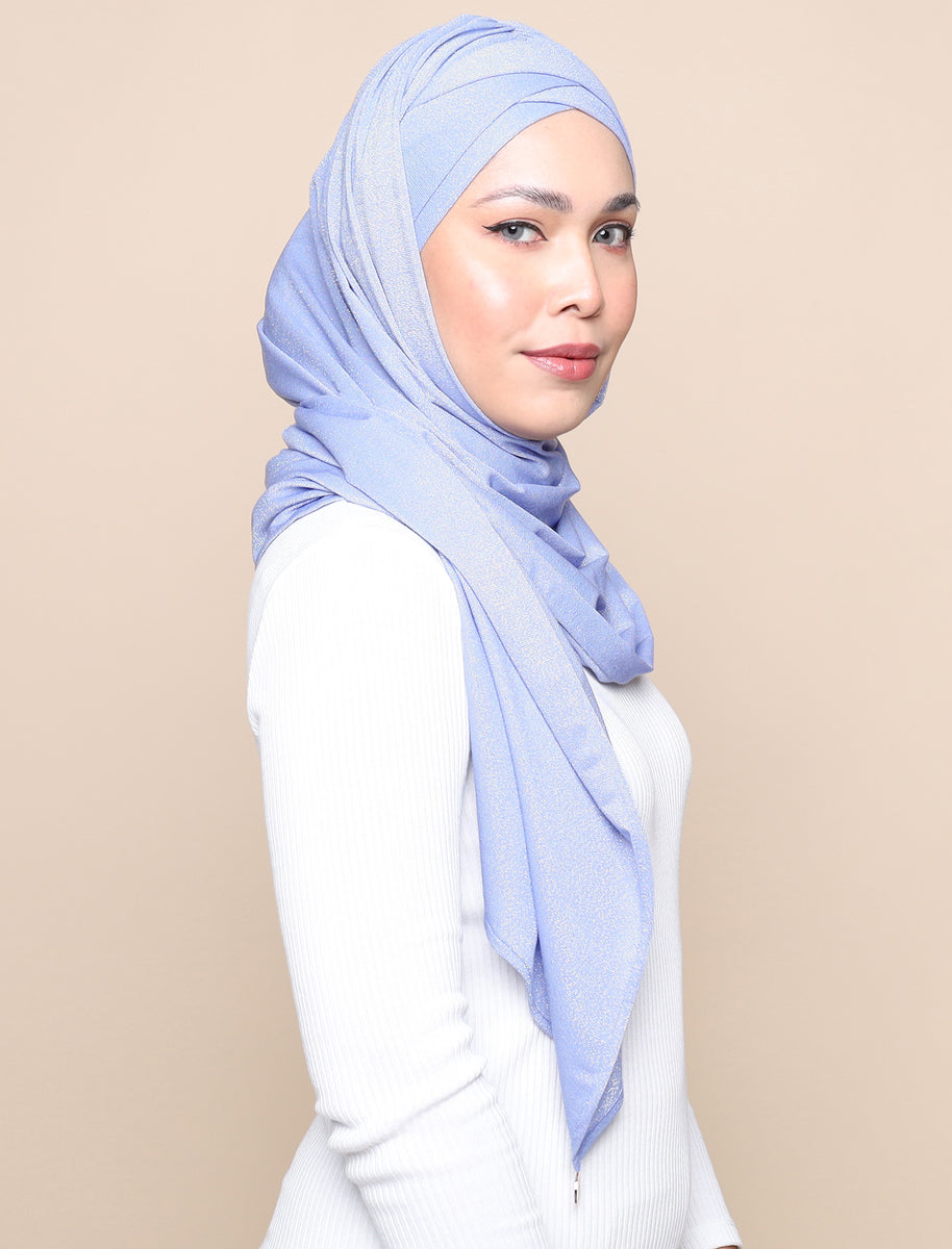Lux Turban Glitter Jersey Shawl Cornflower Blue ADLINA ANIS
