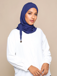 Korean Chiffon Tri Lux Turban - Navy