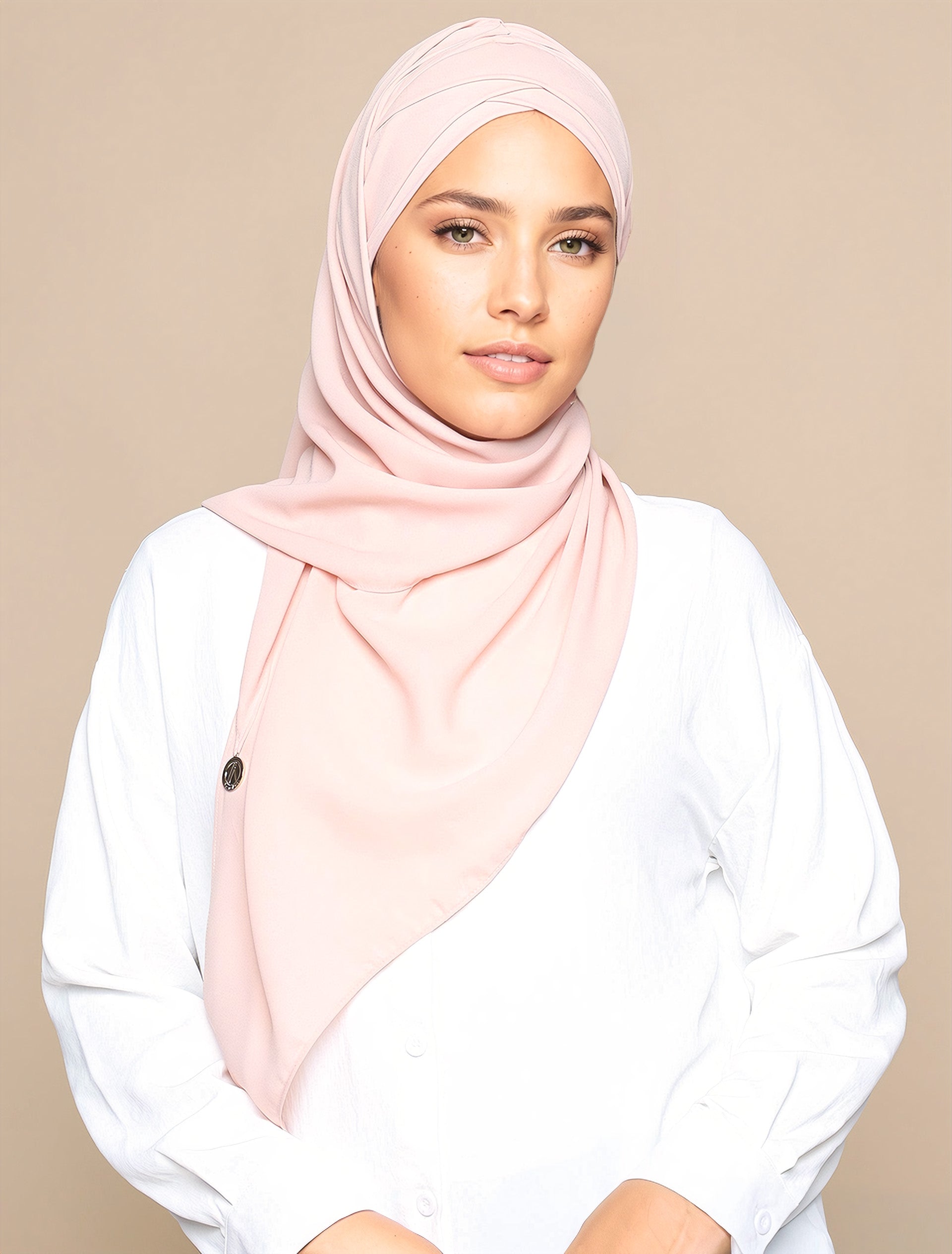 Korean Chiffon Tri Lux Turban - Peach Pink