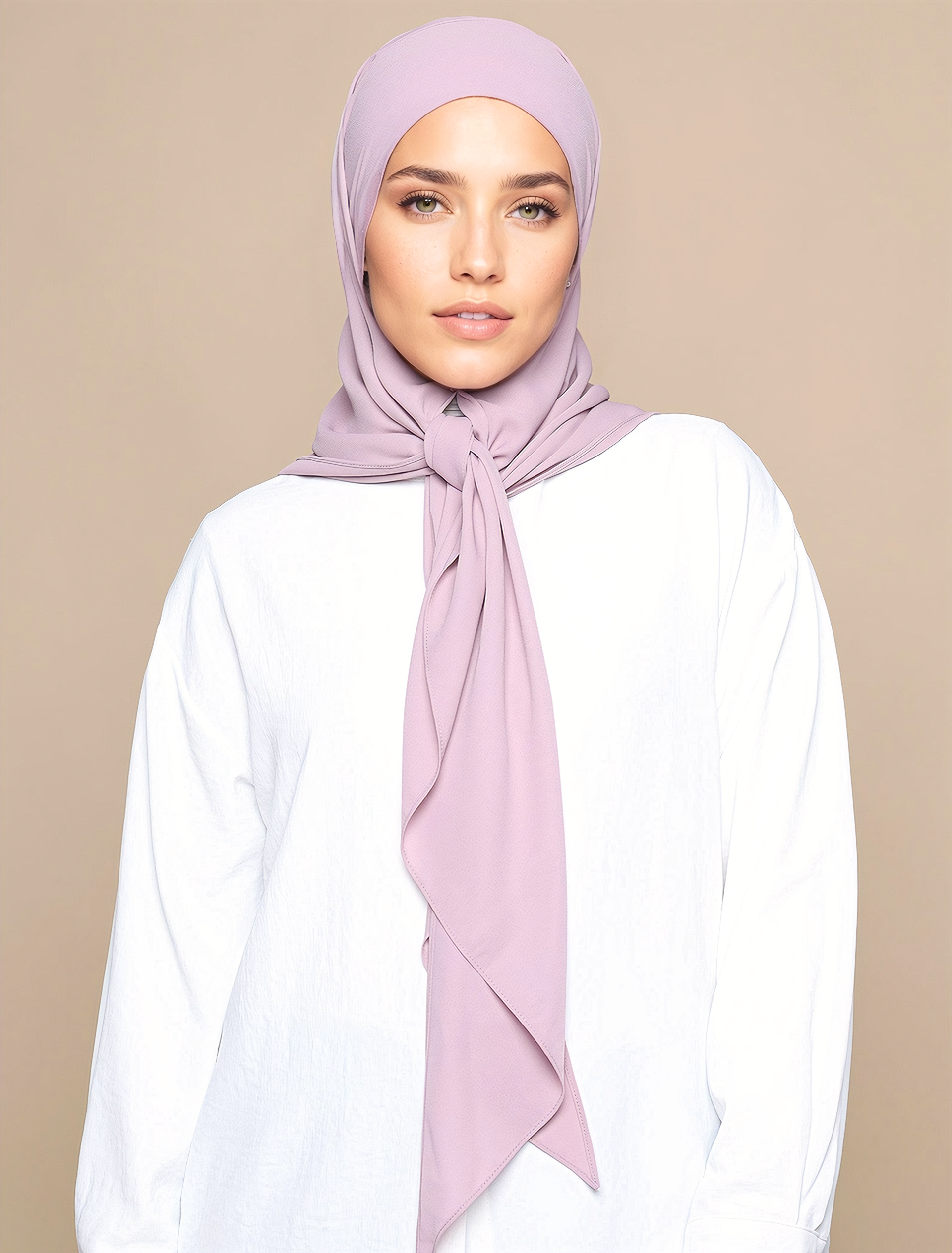 Korean Chiffon Tri Lux Square - Light Mauve