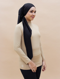 AirLite InnerGlow Mock Neck Top in Tan