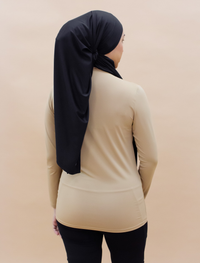 AirLite InnerGlow Mock Neck Top in Tan