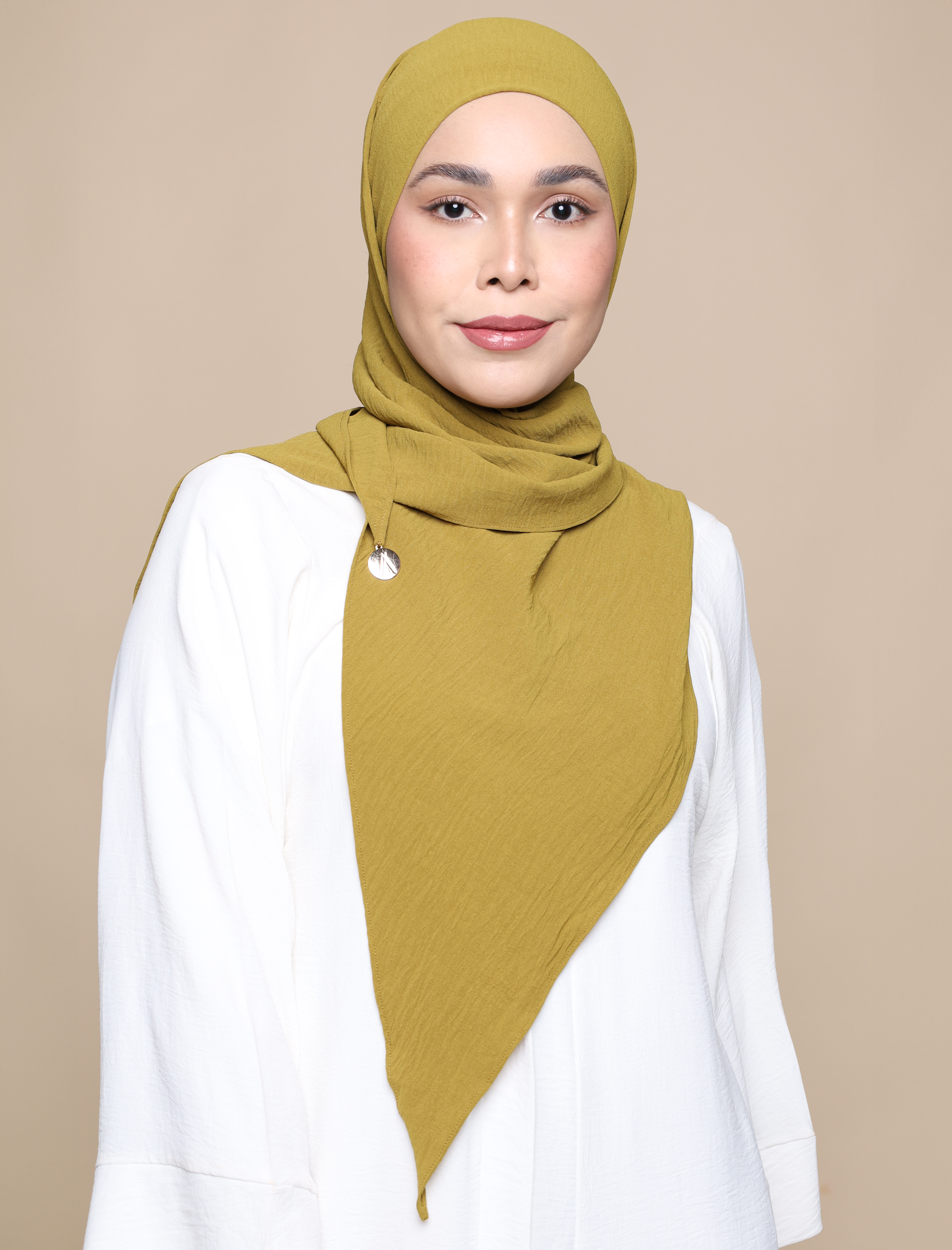 Soft Crepe Tri Lux Square - Green Olive