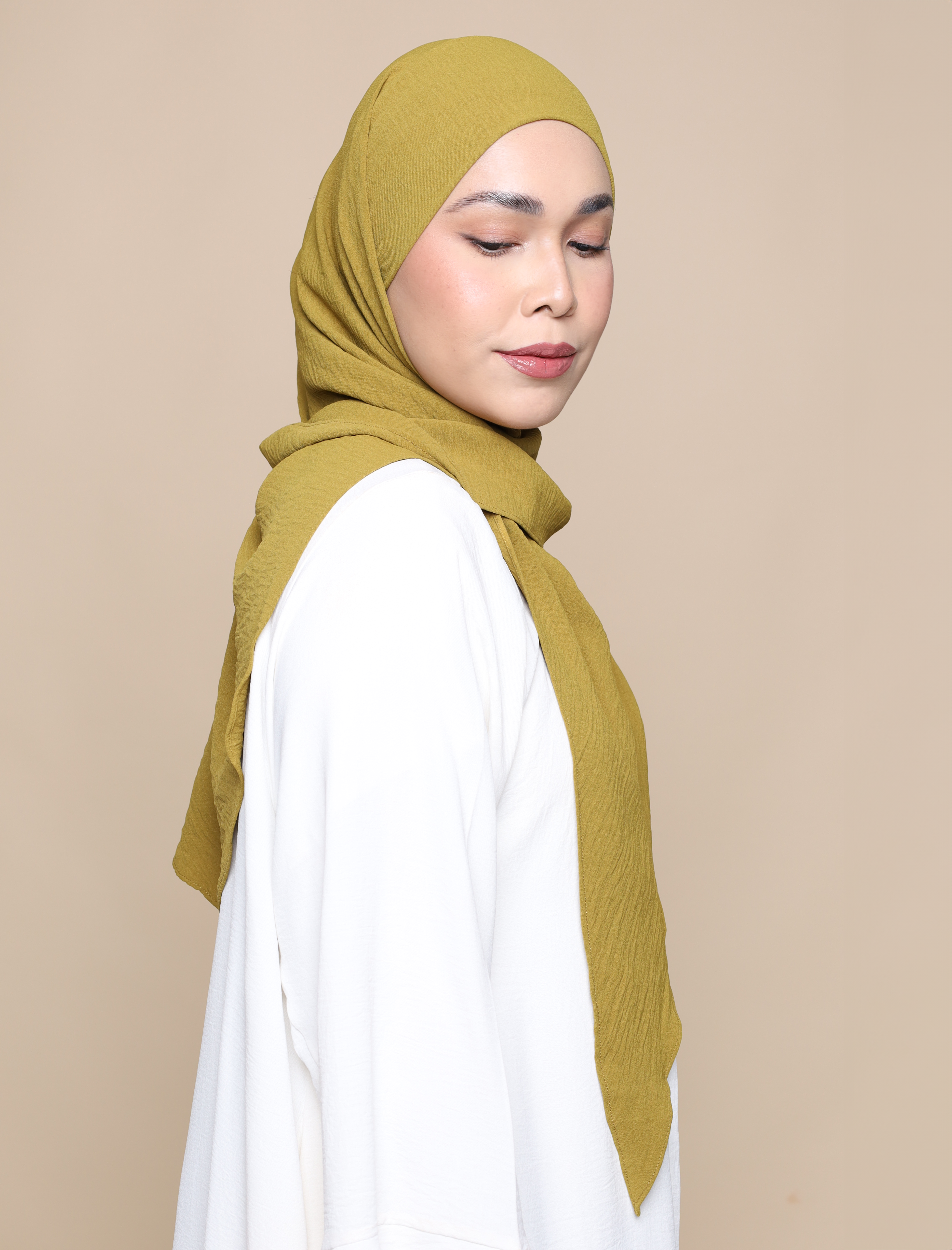 Soft Crepe Tri Lux Square - Green Olive
