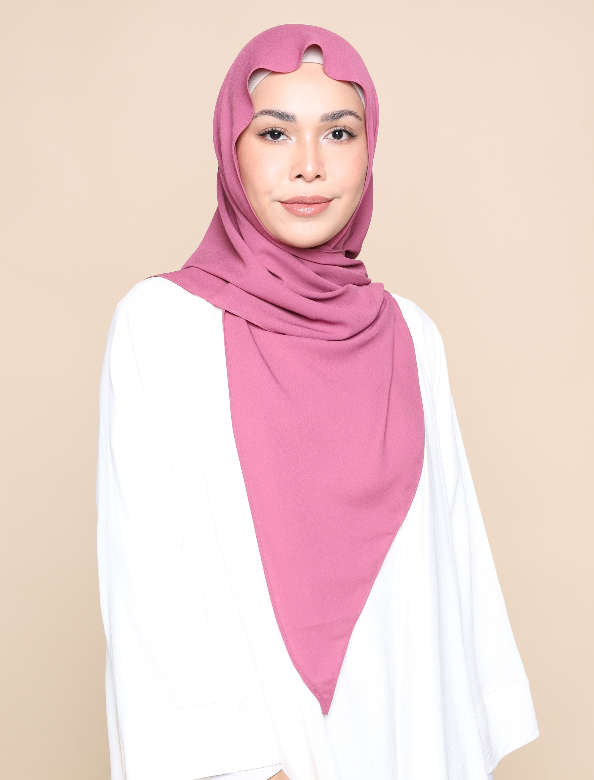 Korean Chiffon Tri Scarf - Rosewood