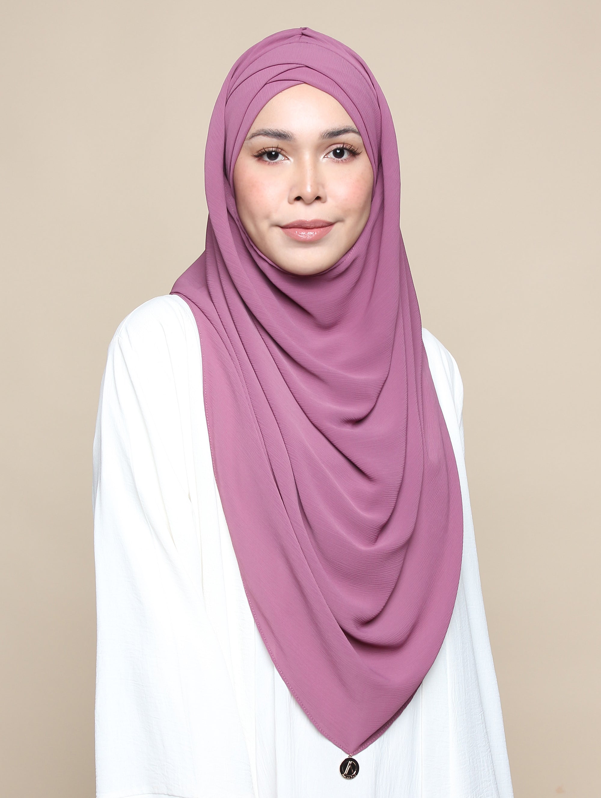 Khadijah Turban Chiffon Crinkle - Dusty Mauve