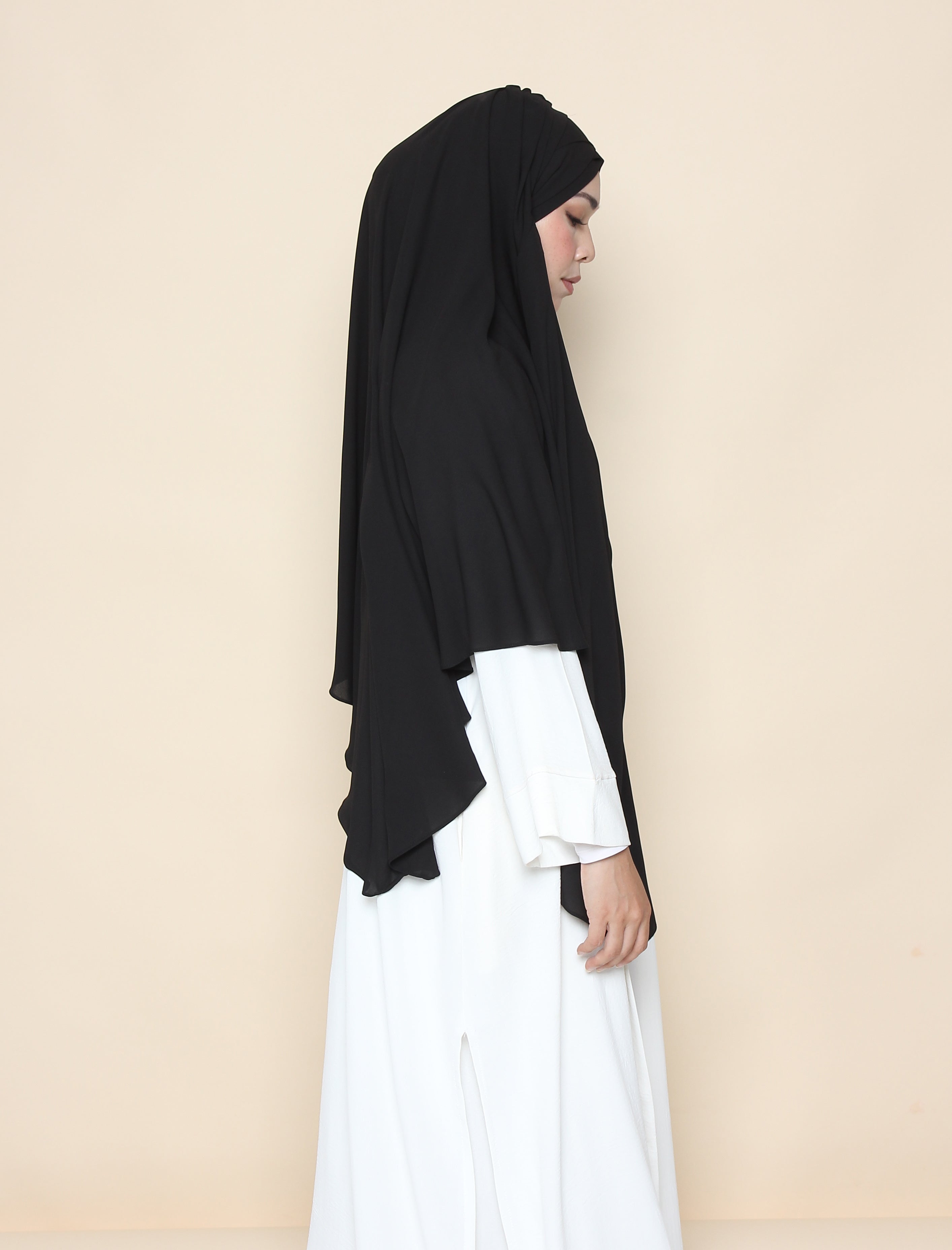 Curved Turban Khimar - Black