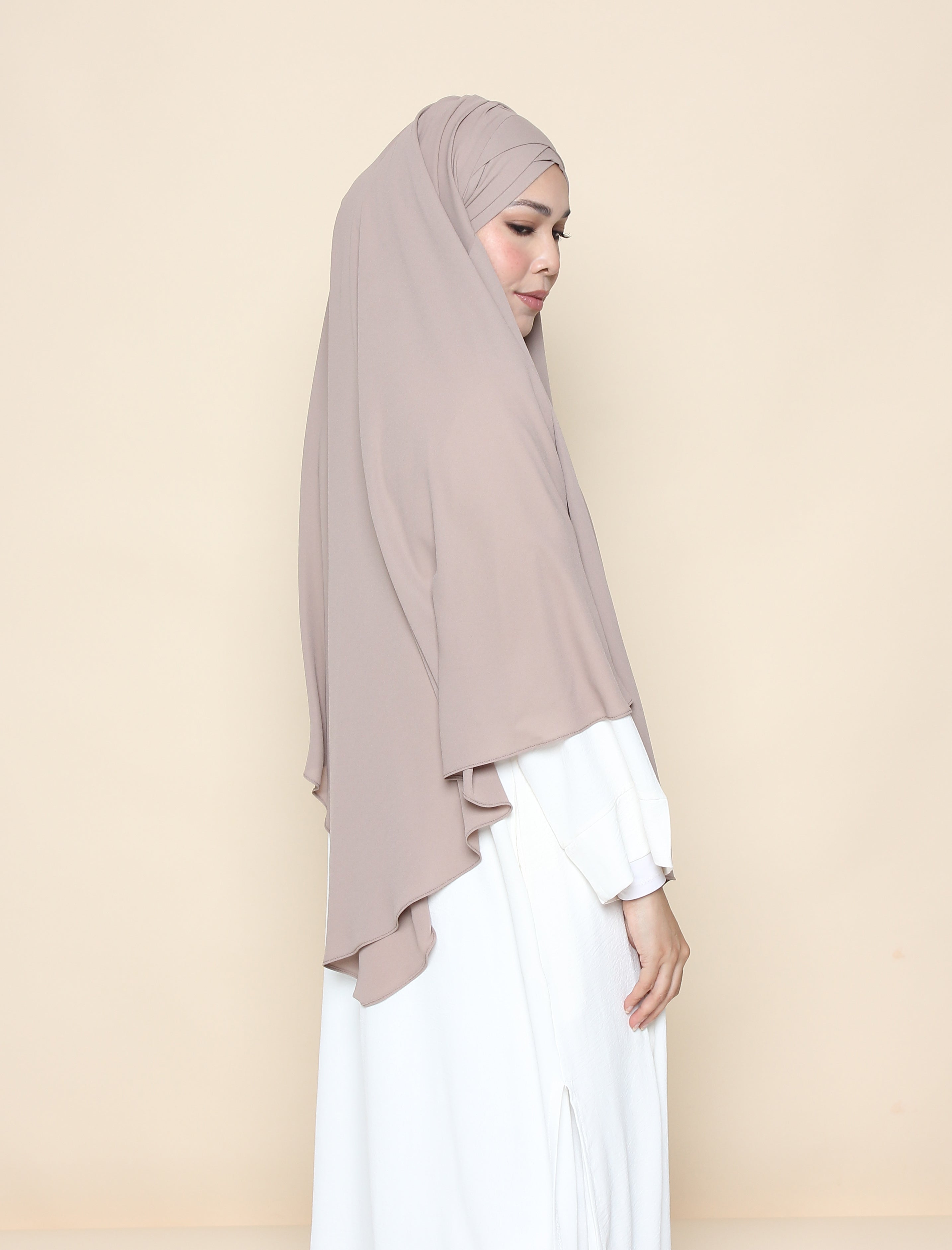Curved Turban Khimar - Camel
