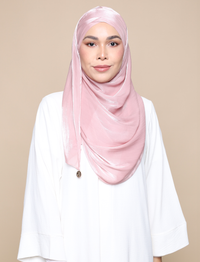 Shimmer Satin Lux Turban Shawl - Dusty Pink