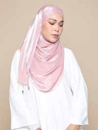 Shimmer Satin Lux Turban Shawl - Dusty Pink