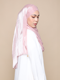 Shimmer Satin Lux Turban Shawl - Dusty Pink