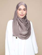Shimmer Satin Lux Turban Shawl - Smoke Grey