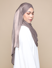 Shimmer Satin Lux Turban Shawl - Smoke Grey