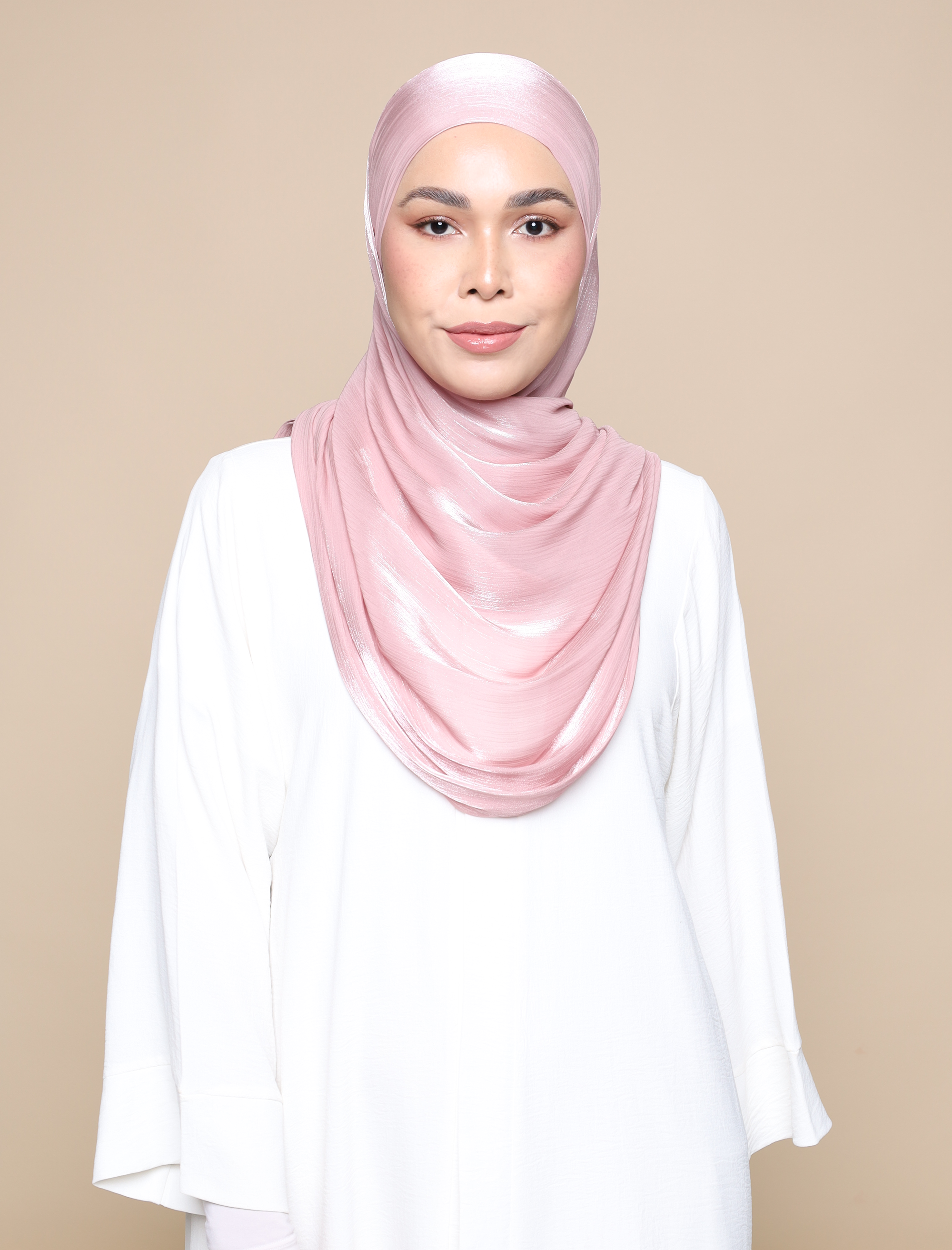 Shimmer Satin Lux Square Shawl - Dusty Pink