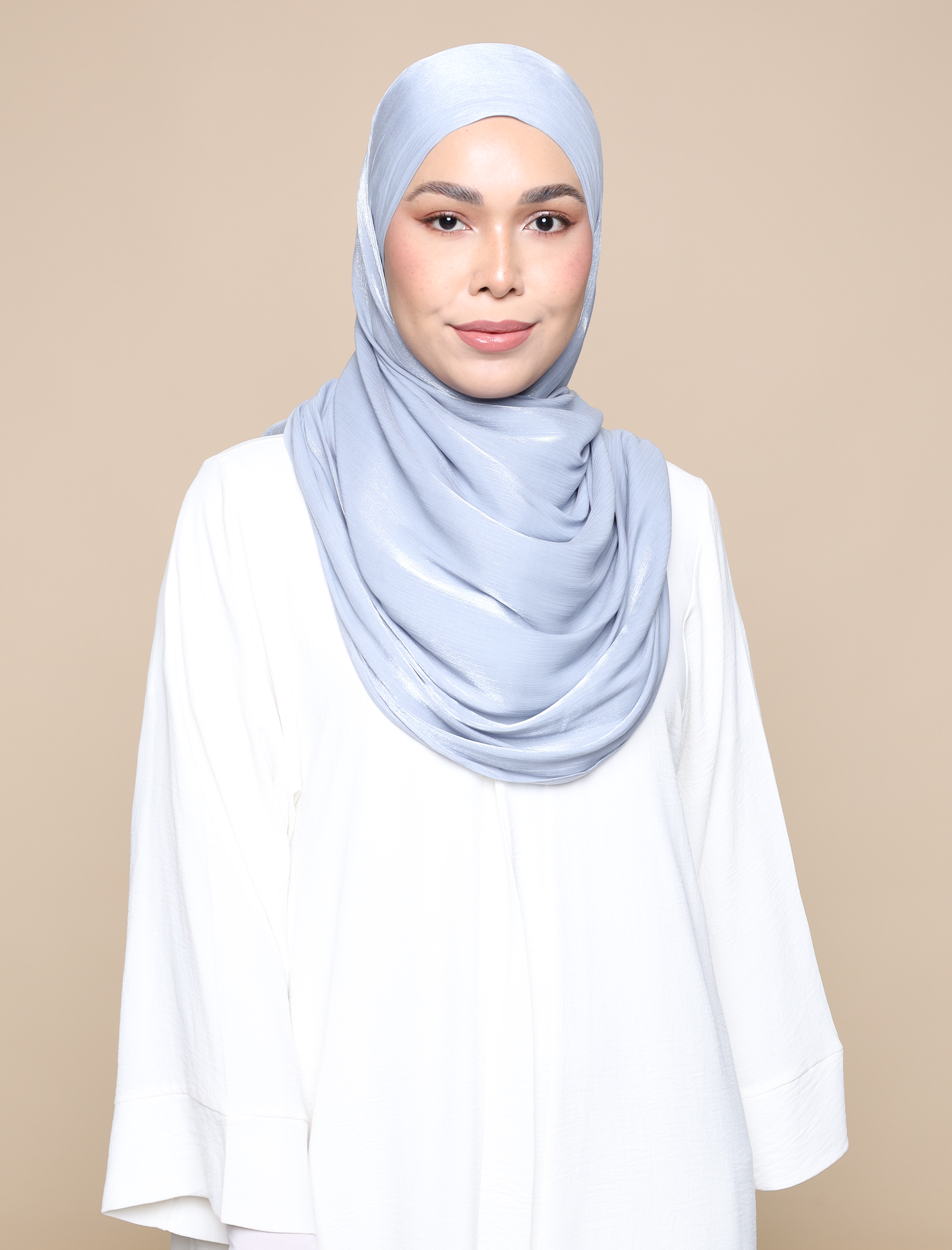 Shimmer Satin Lux Square Shawl - Soft Blue