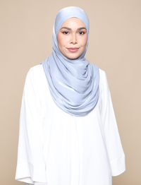 Shimmer Satin Lux Square Shawl - Soft Blue