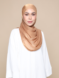 Shimmer Satin Lux Square Shawl - Caramel