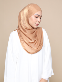 Shimmer Satin Lux Square Shawl - Caramel