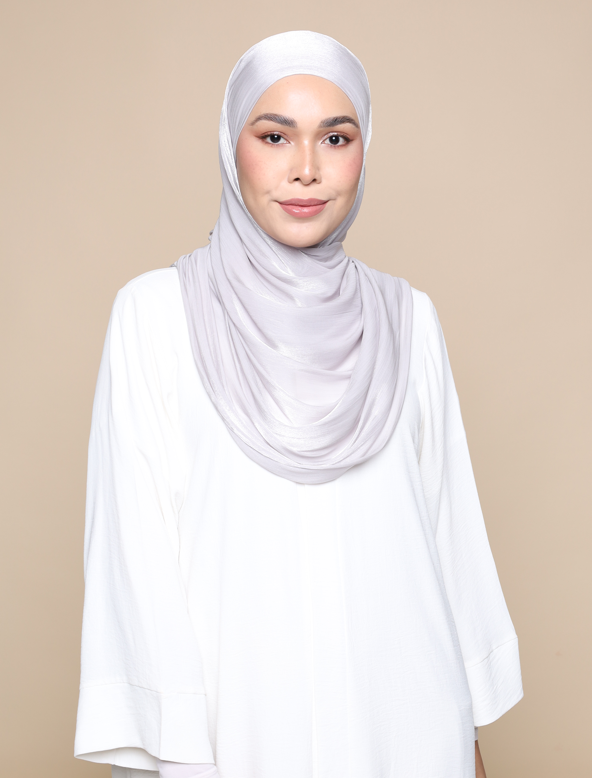 Shimmer Satin Lux Square Shawl - Silver
