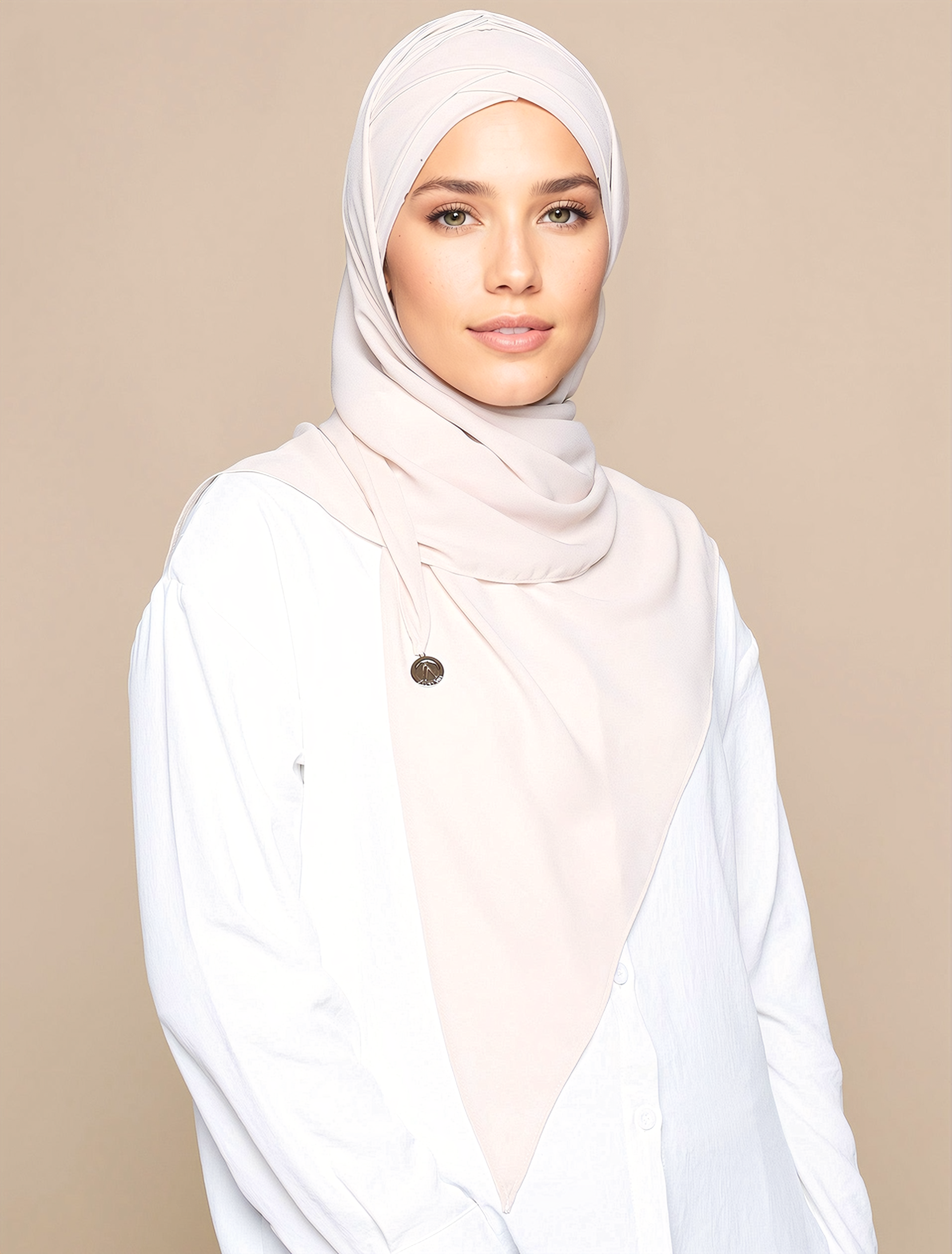 Korean Chiffon Tri Lux Turban - Cashew