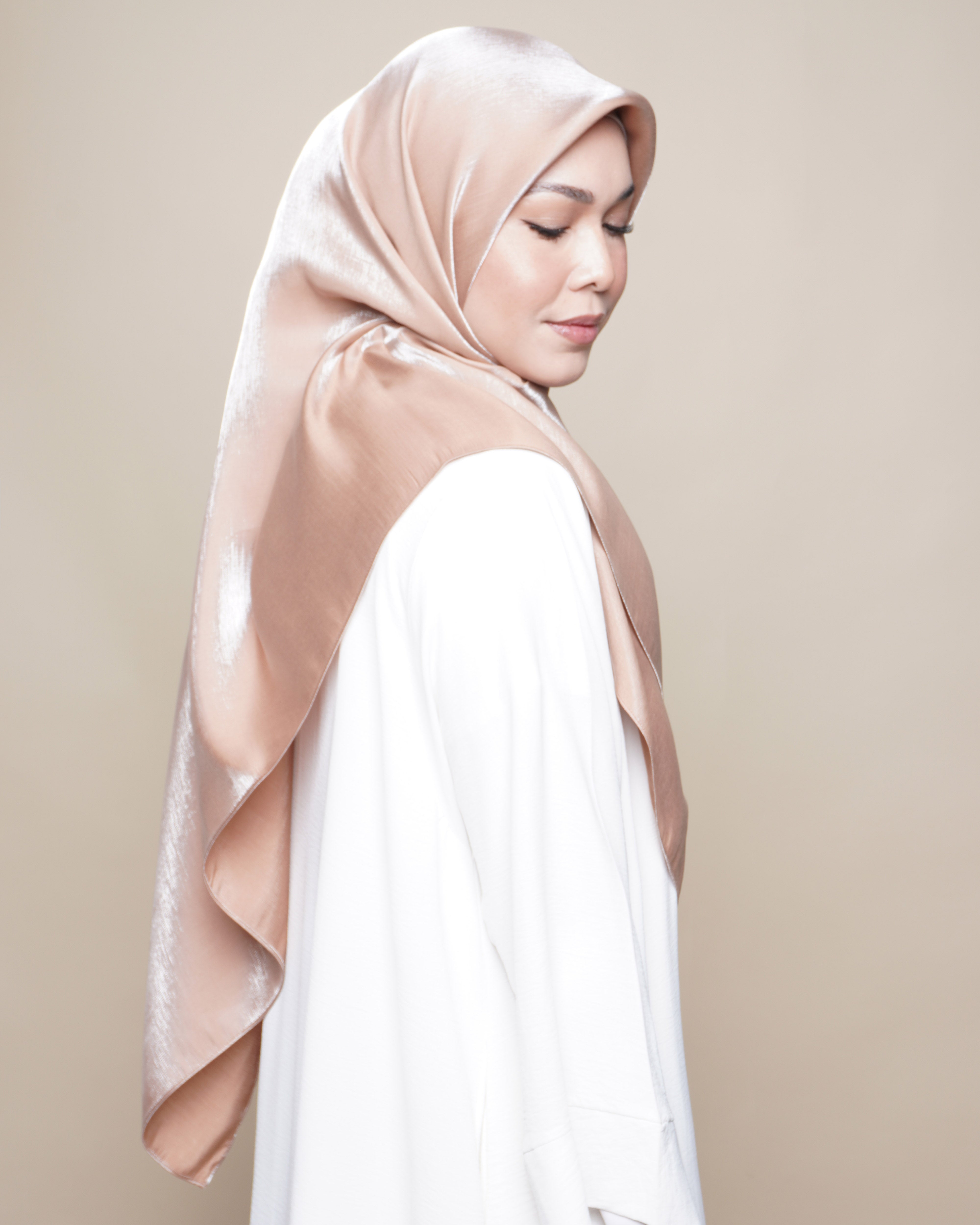 Glimmer Satin Square Scarf - Sand