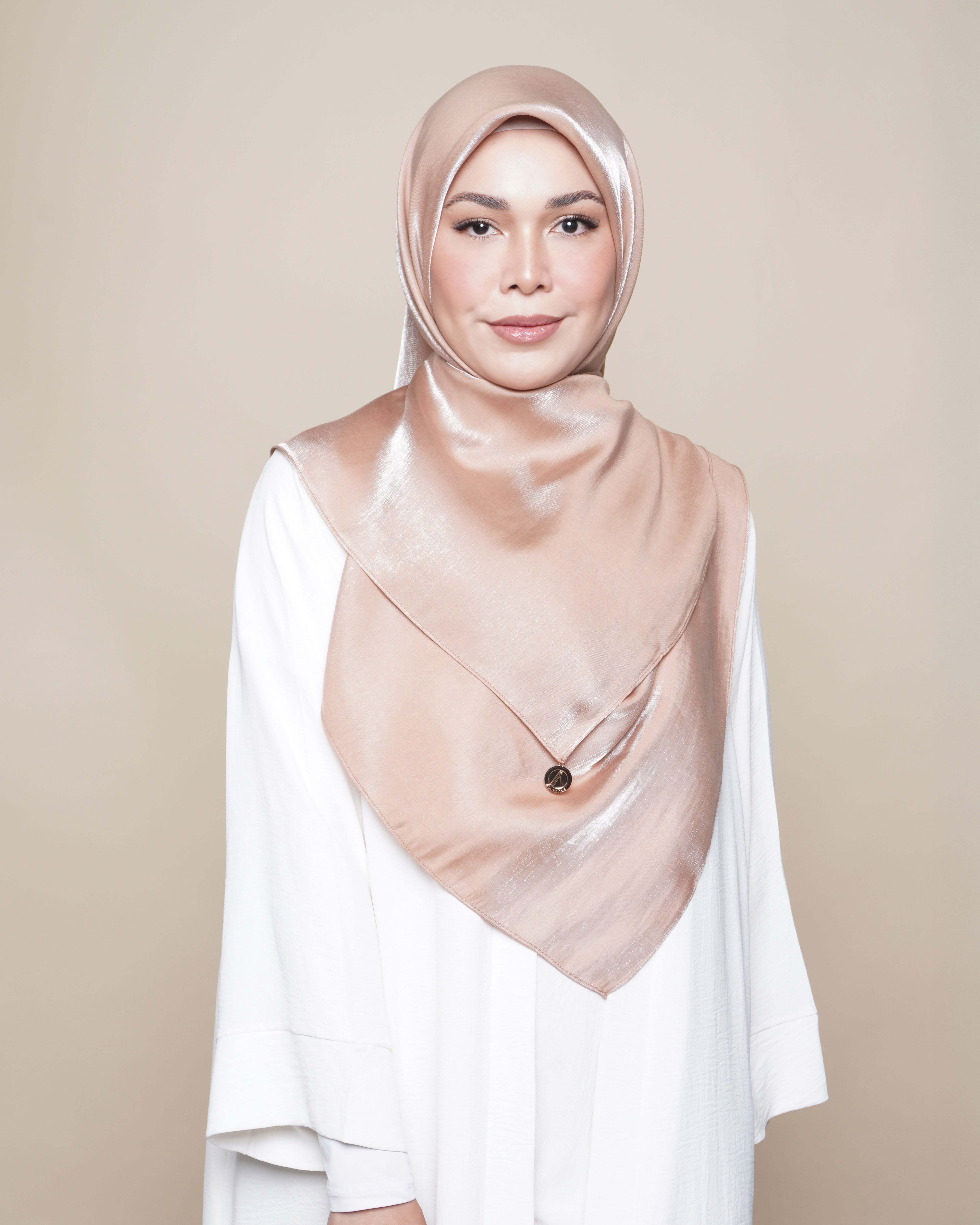 Glimmer Satin Square Scarf - Sand