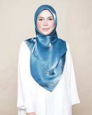 Glimmer Satin Square Scarf - Aegean Blue