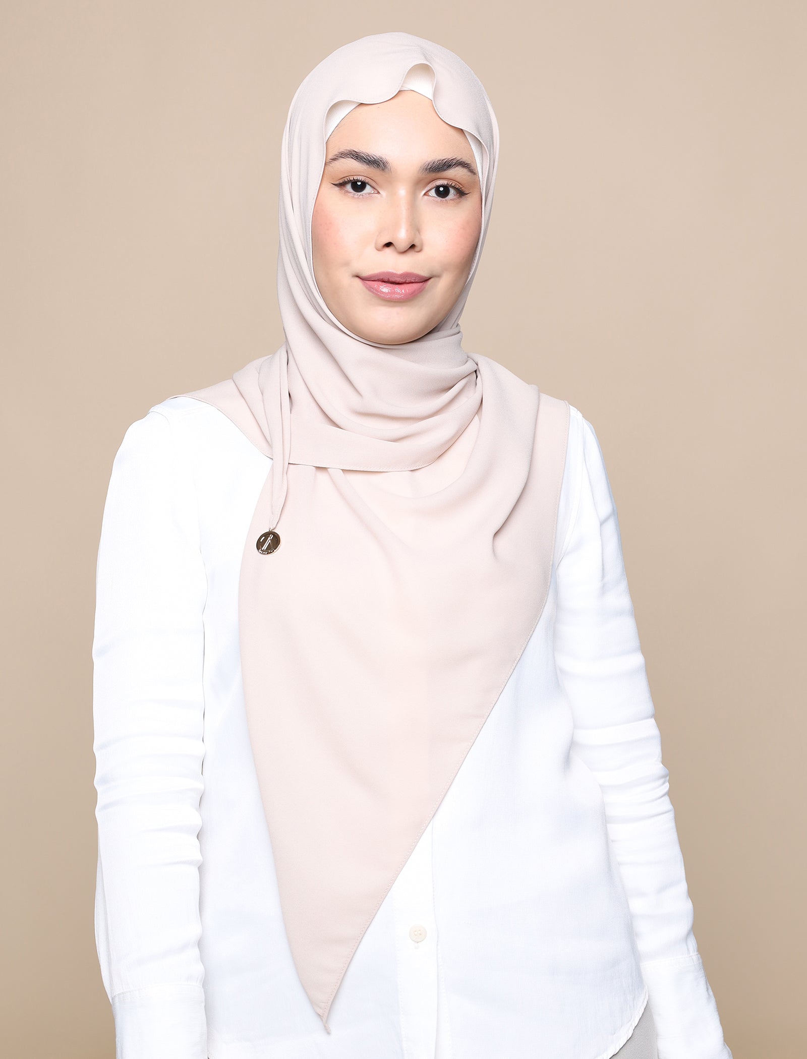 Korean Chiffon Tri Scarf - Almond