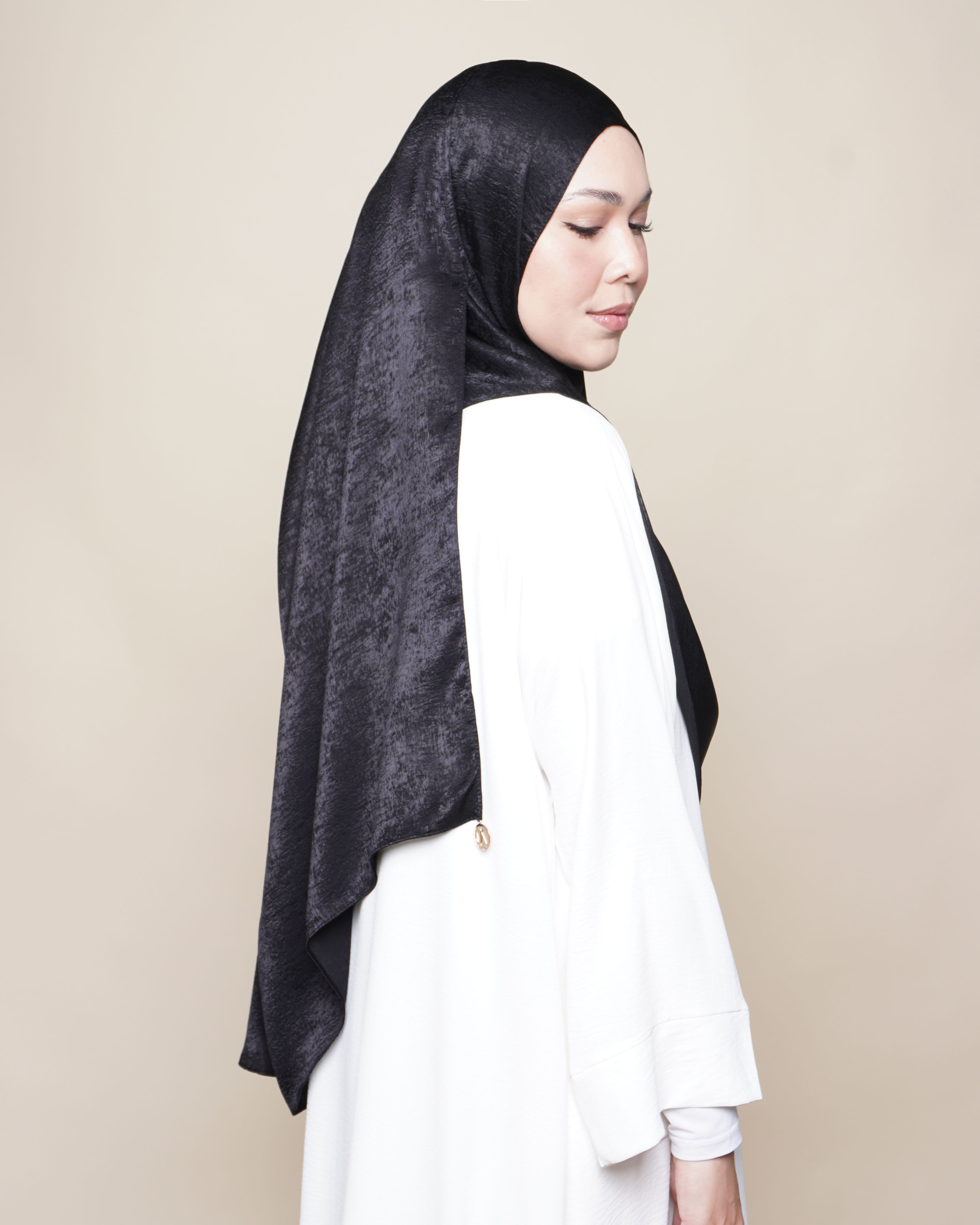 Raudhah Satin Crepe - Black