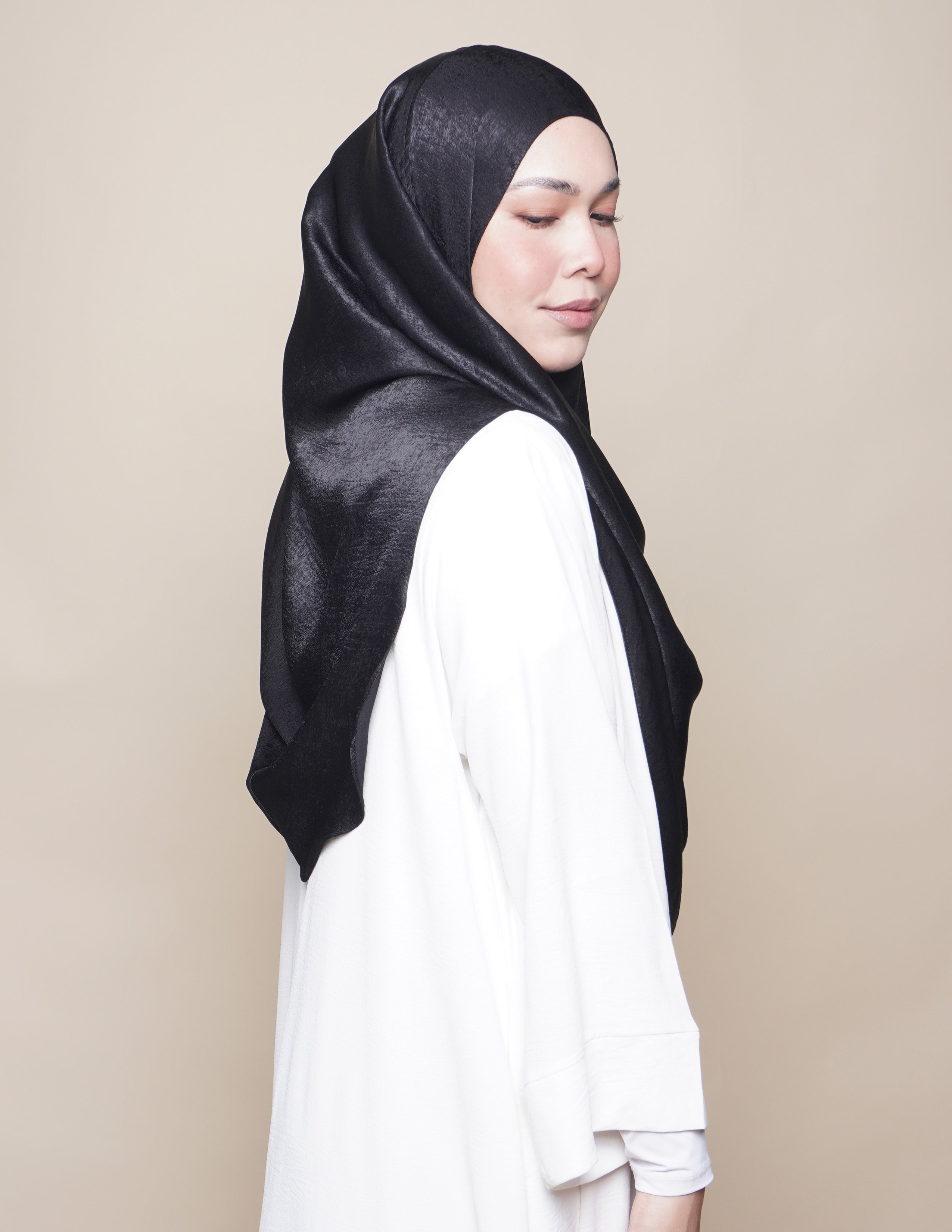 Khadijah Satin Crepe - Black