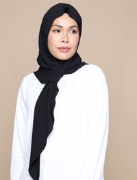 Soft Crepe Tri Scarf - Black