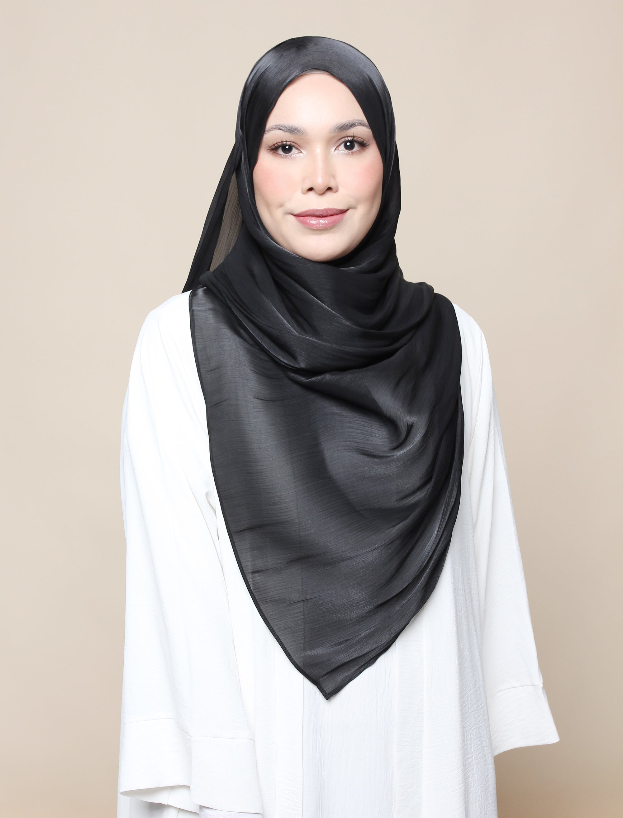Shimmer Satin Shawl - Black