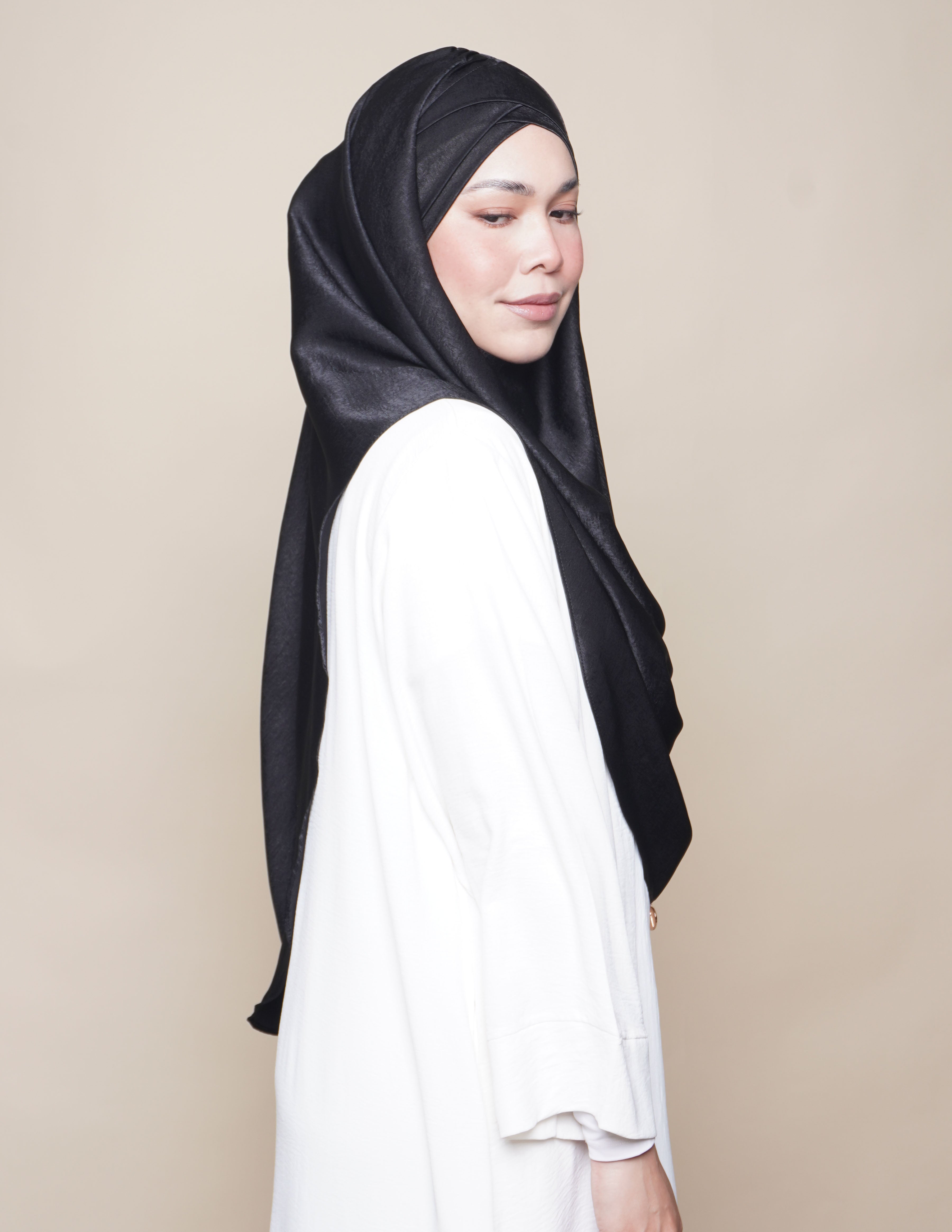 Khadijah Turban Satin Crepe - Black