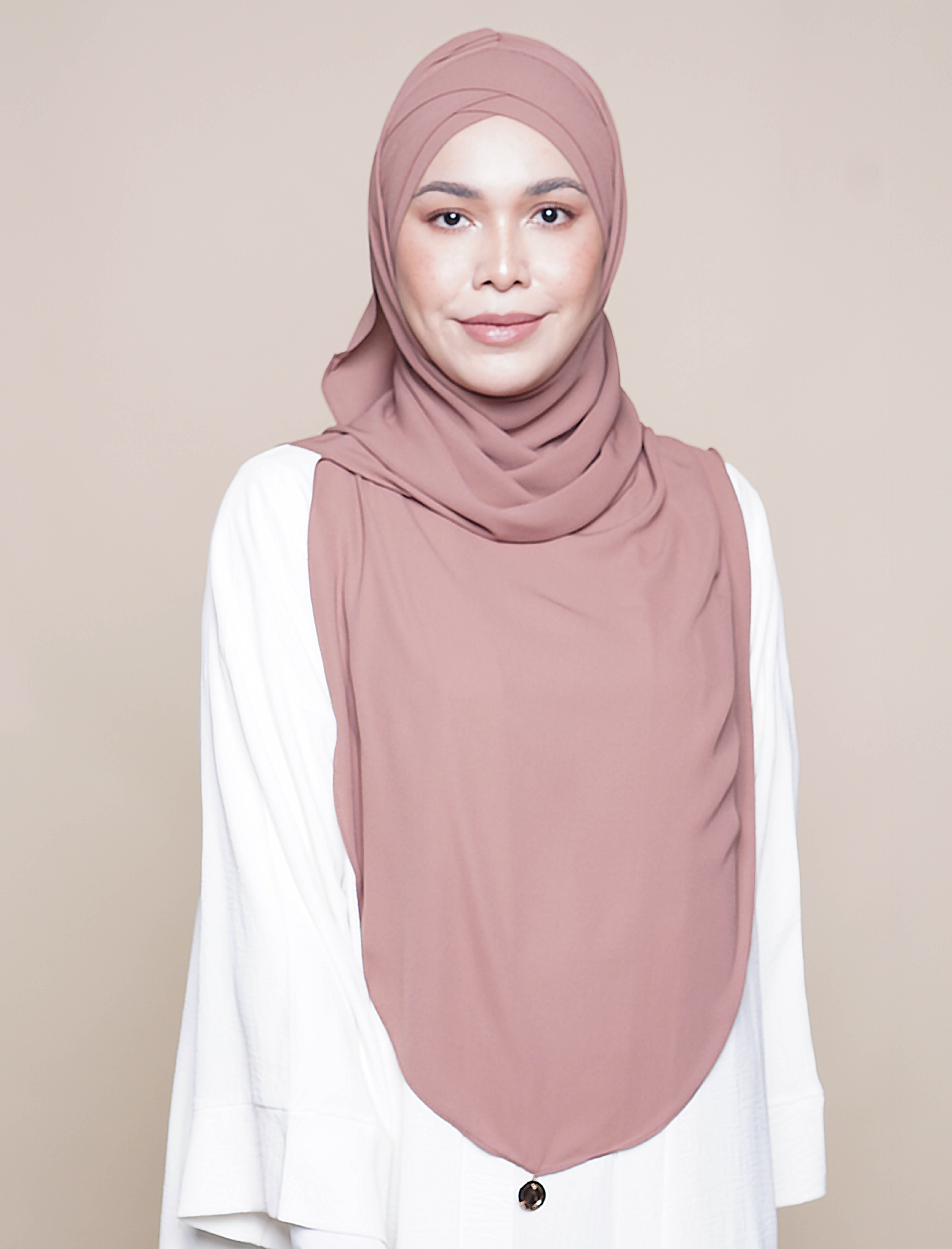 Maryam Soft Chiffon Turban - Brown Stone