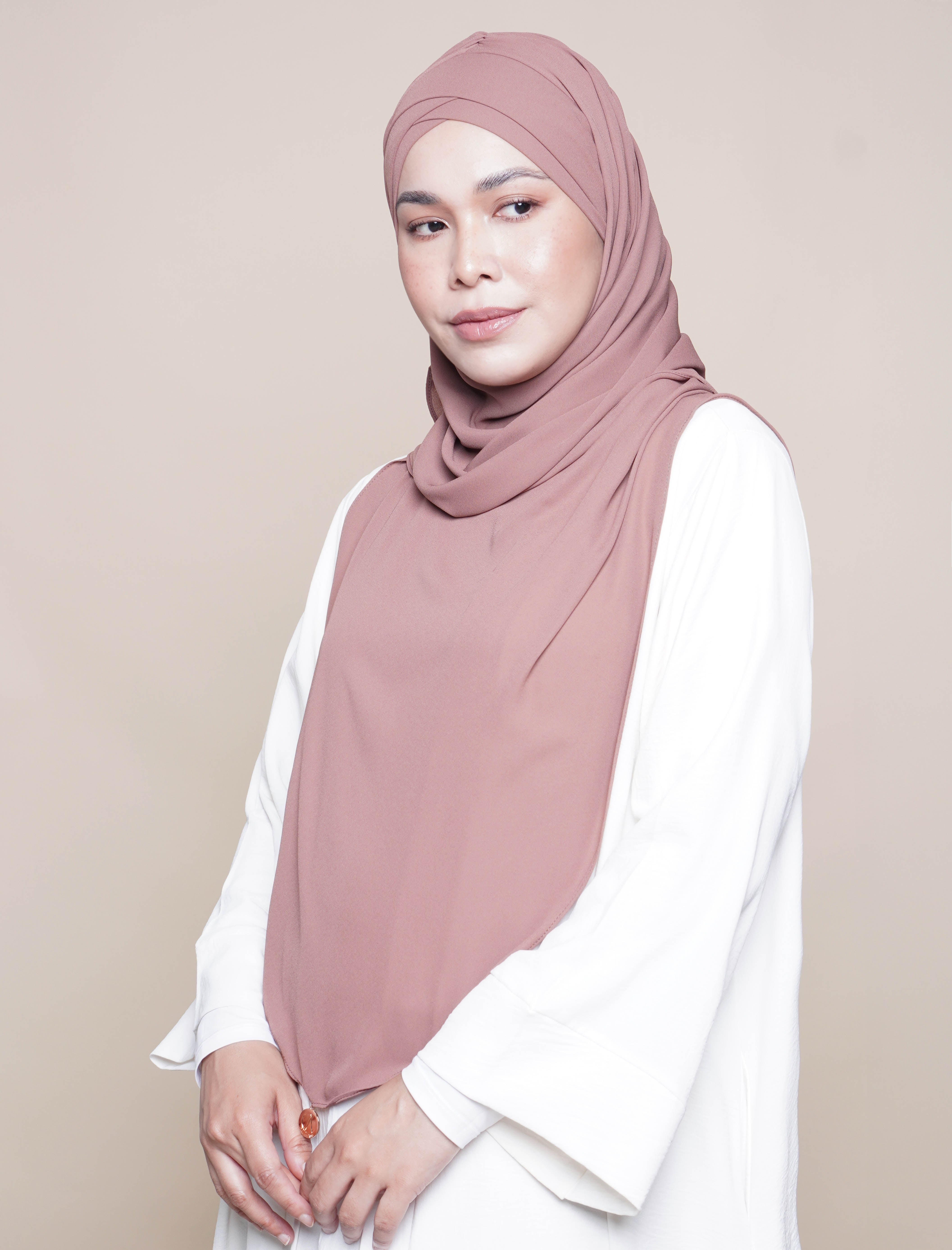 Maryam Soft Chiffon Turban - Brown Stone