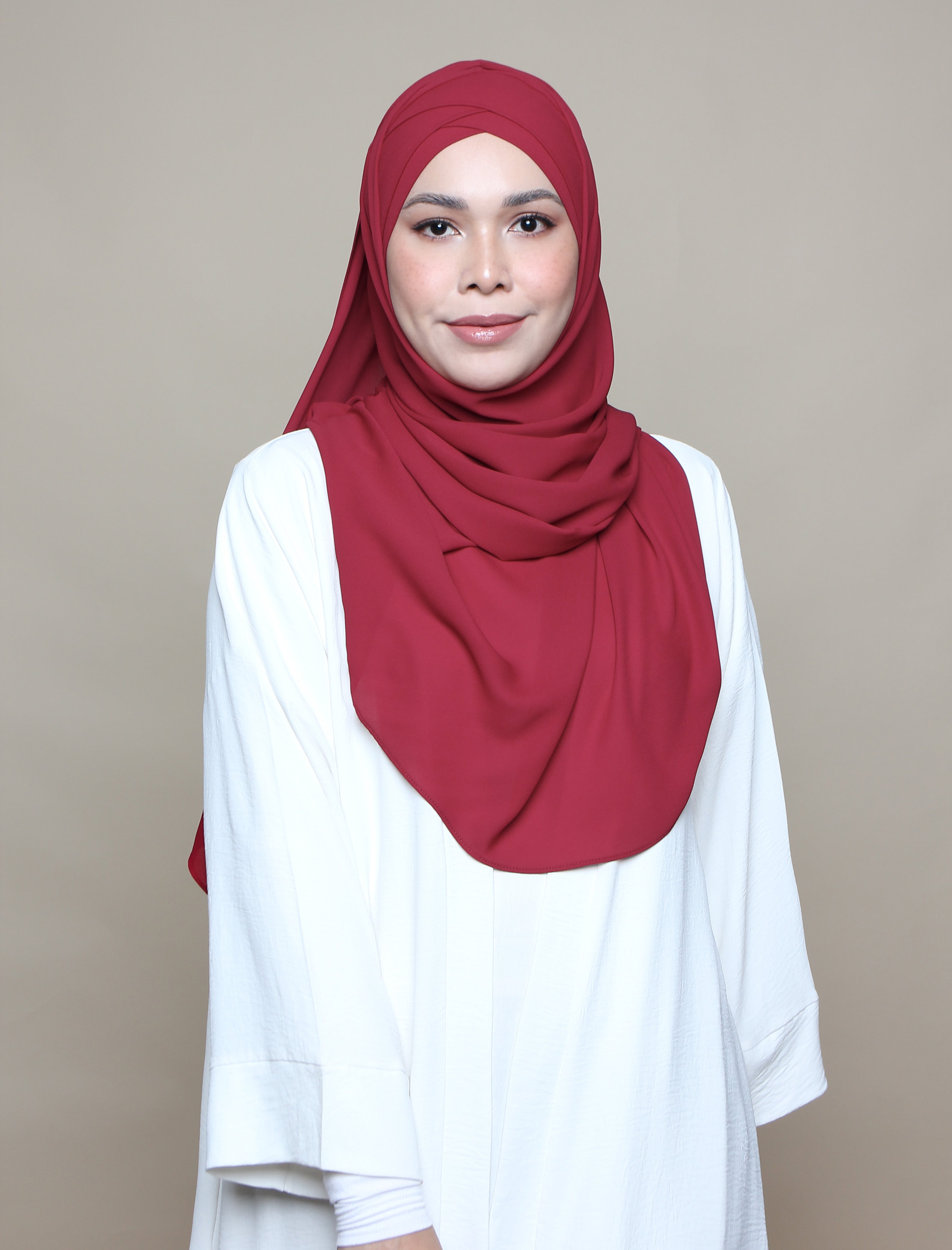 Soft Chiffon Lux Turban Shawl - Burgundy Red