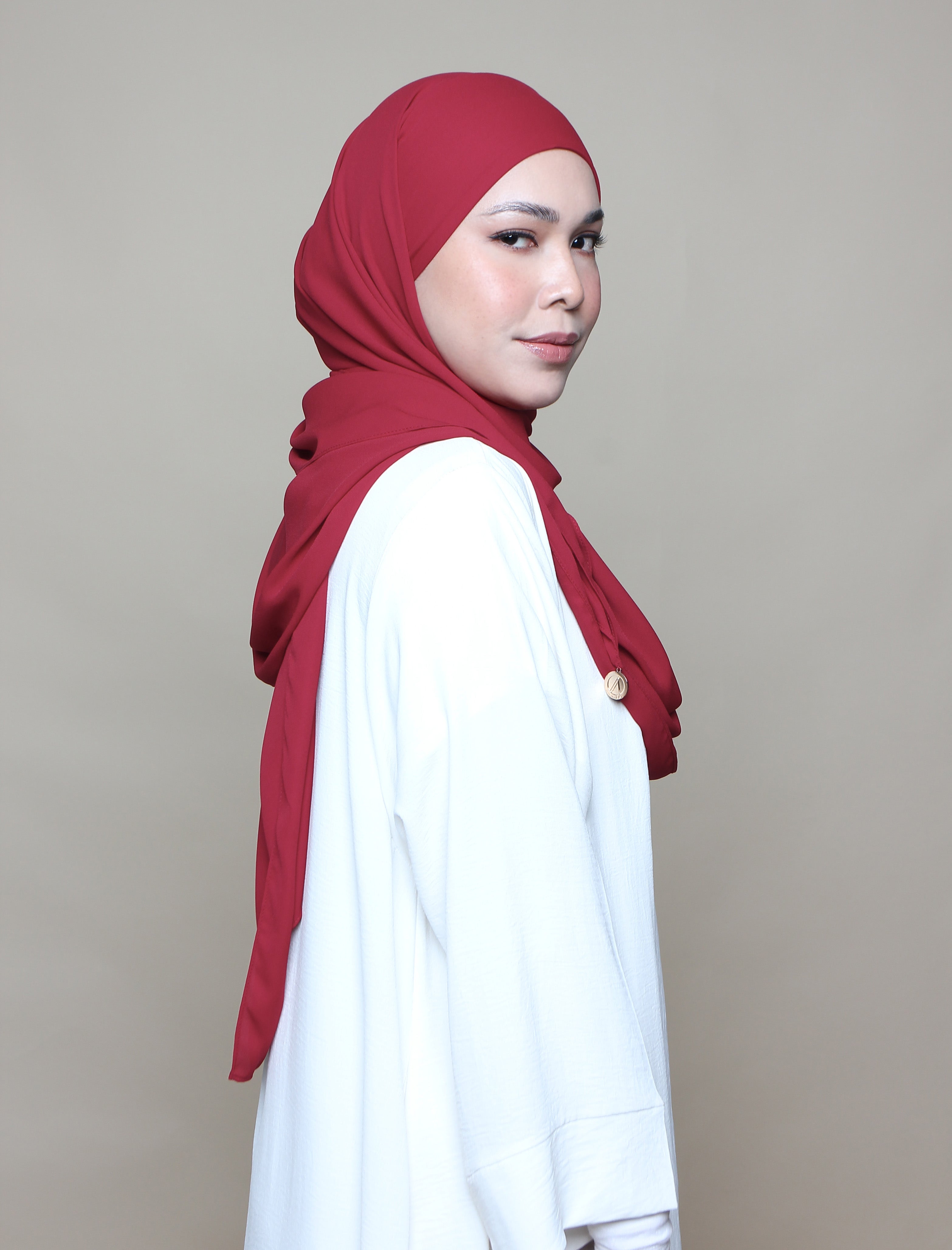 Soft Chiffon Lux Square Shawl - Burgundy Red