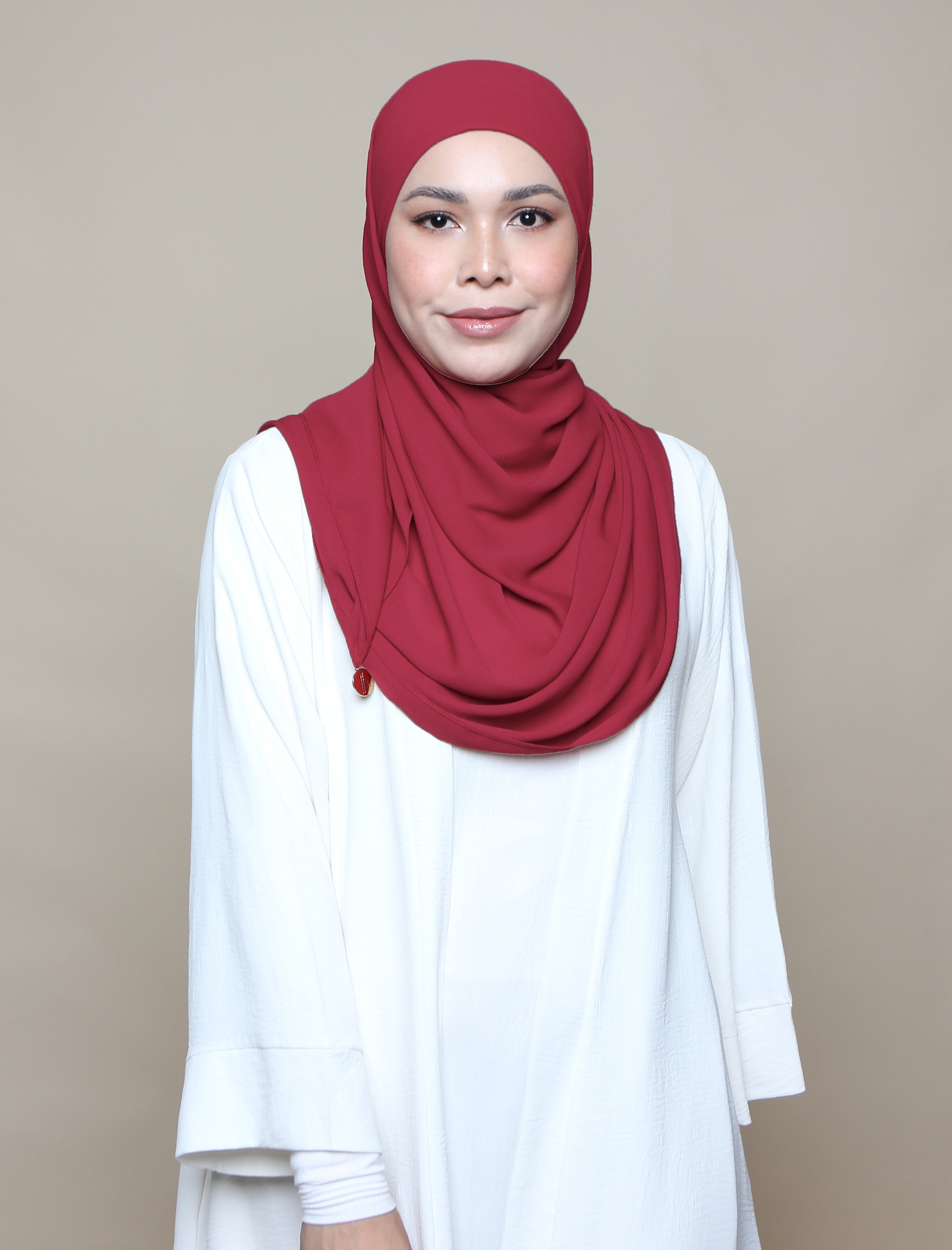 Soft Chiffon Lux Square Shawl - Burgundy Red