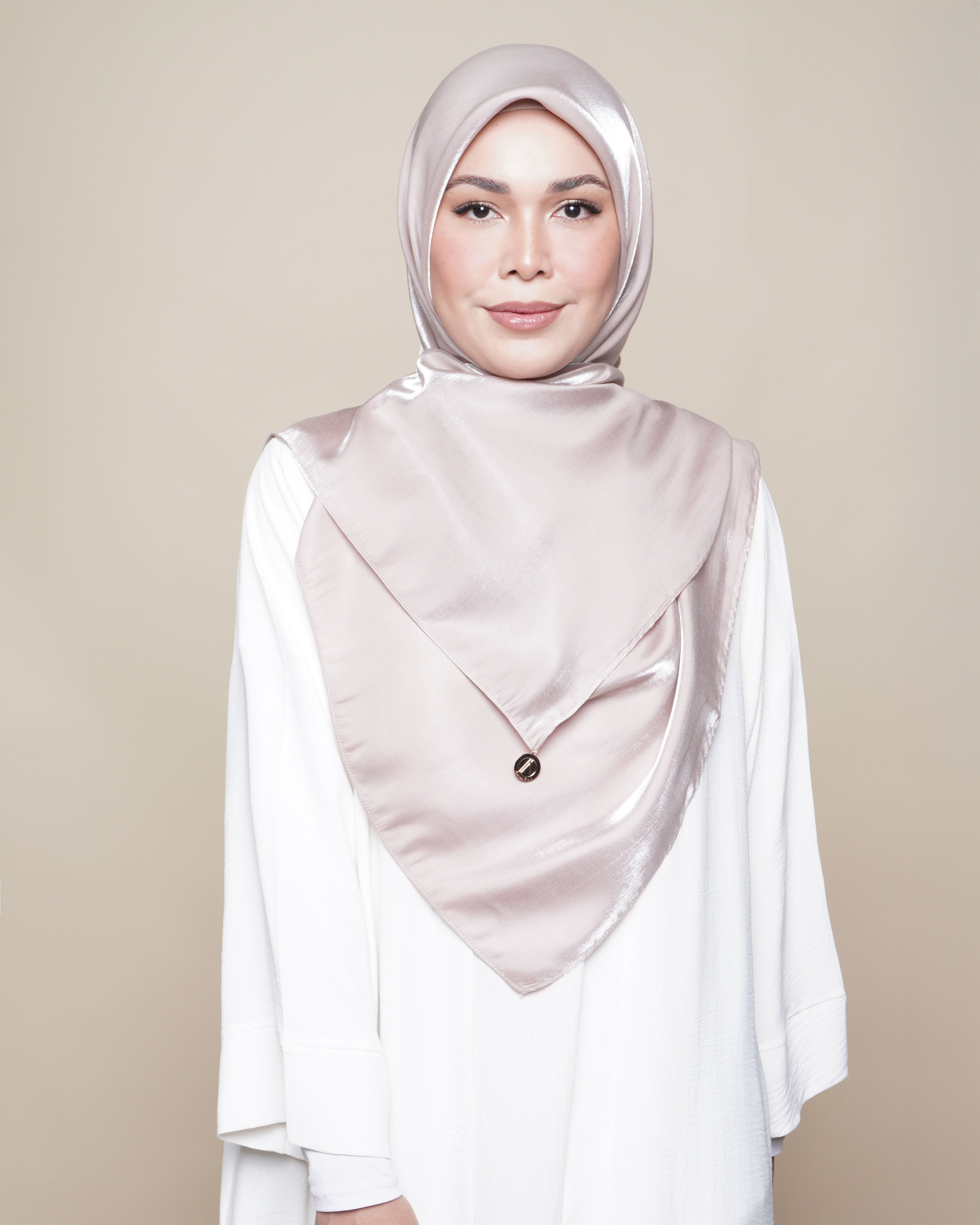 Glimmer Satin Square Scarf - Champagne