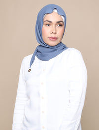 Korean Chiffon Tri Scarf - Cornflower Blue