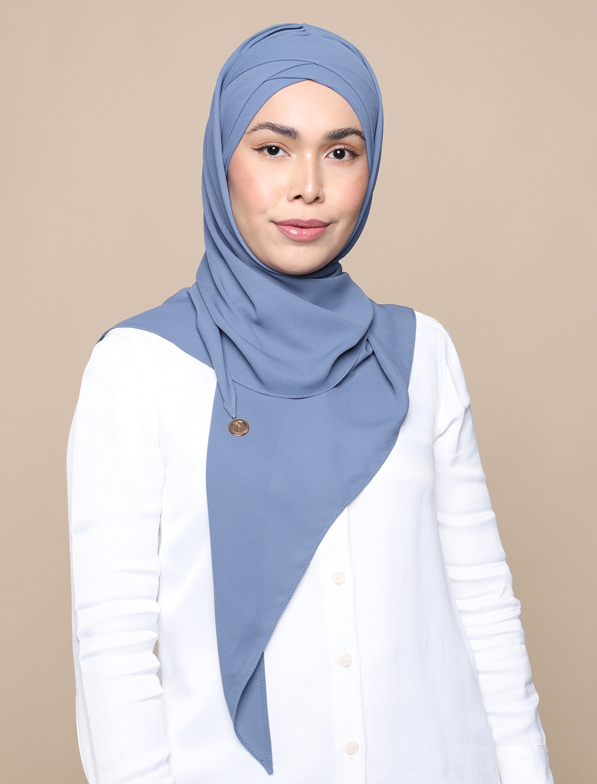 Korean Chiffon Tri Lux Turban Cornflower Blue ADLINA ANIS