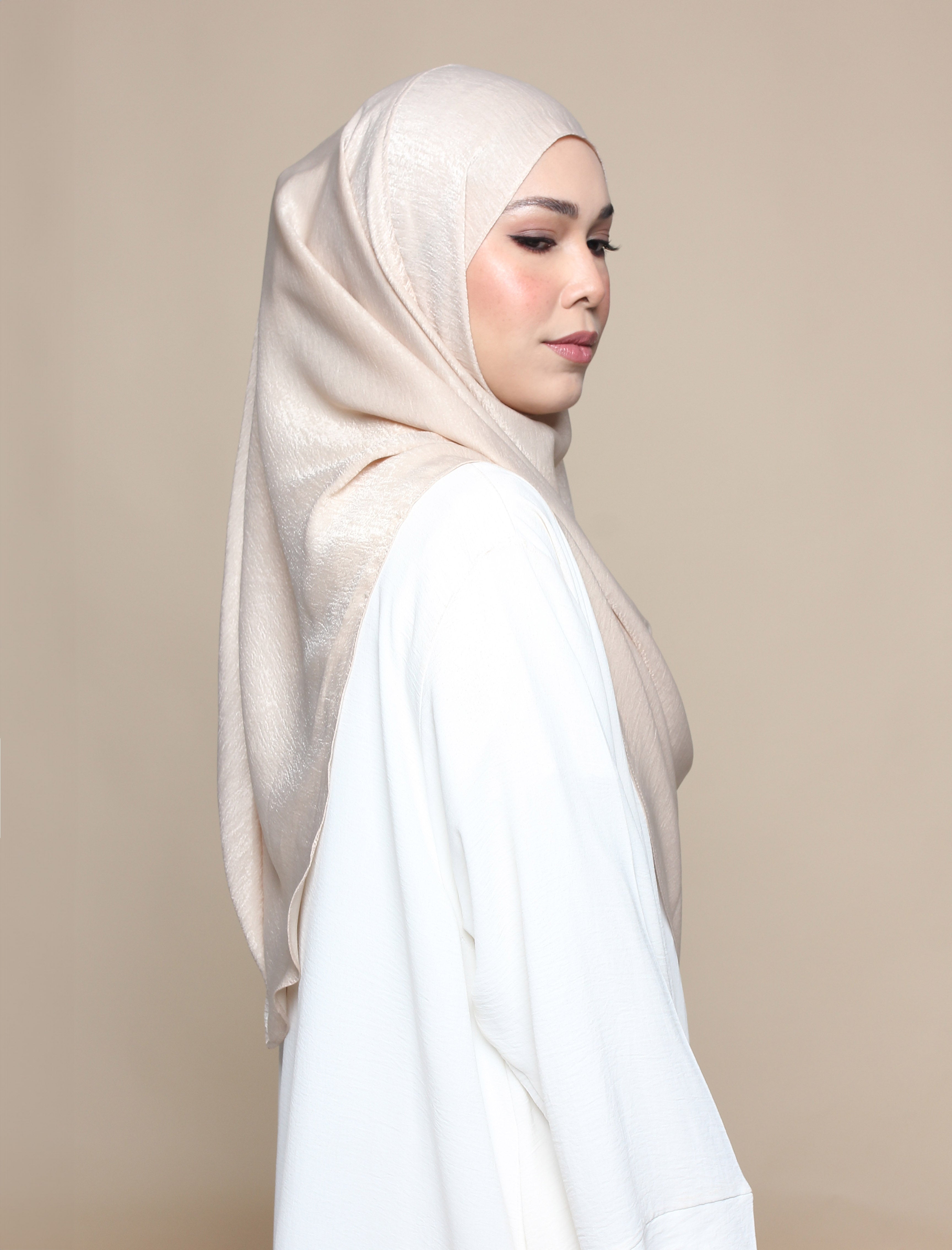Khadijah Satin Crepe - Almond