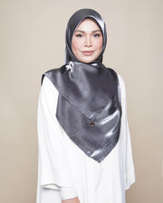 Glimmer Satin Square Scarf - Dark Platinum
