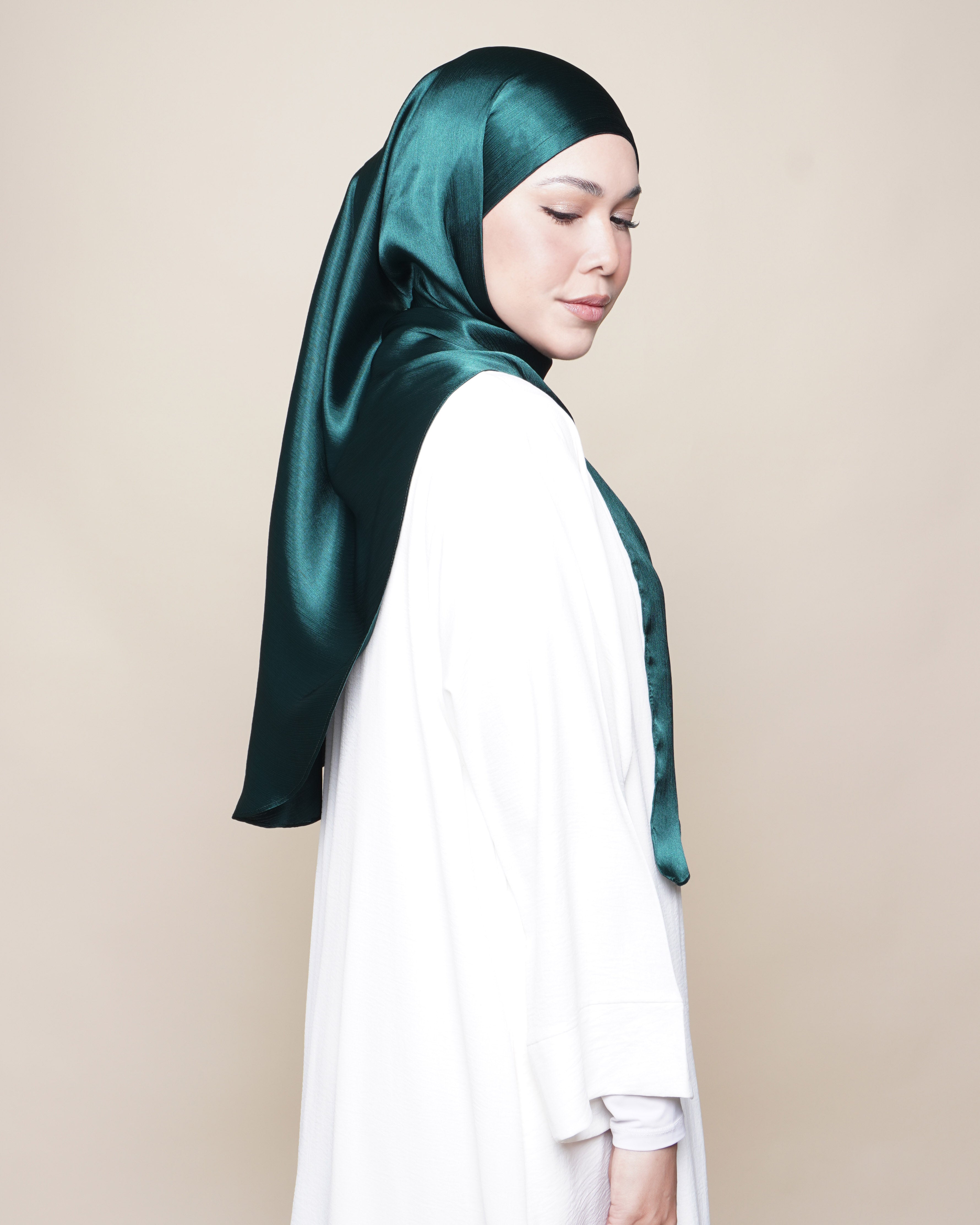 Jannah Crushed Satin Silk - Deep Teal