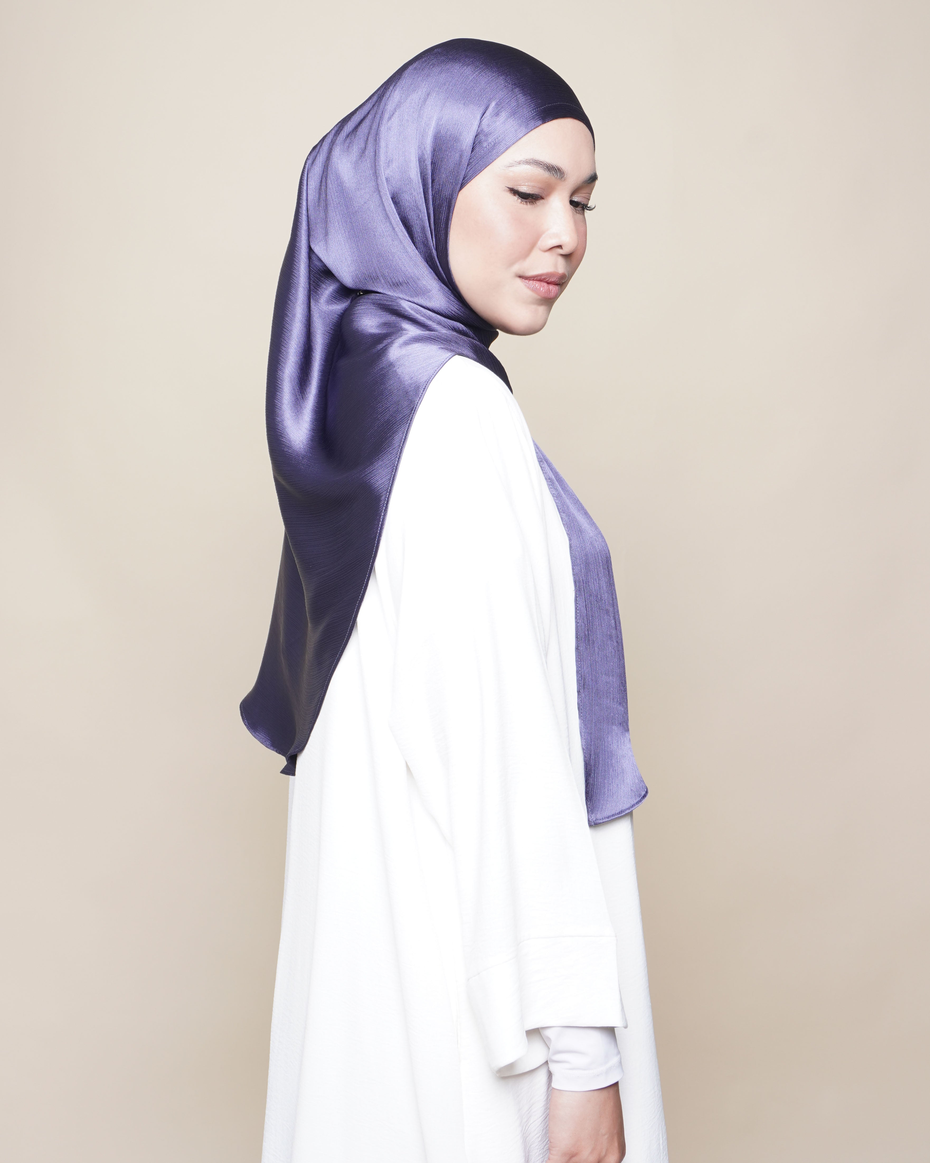 Jannah Crushed Satin Silk - Dutch Blue