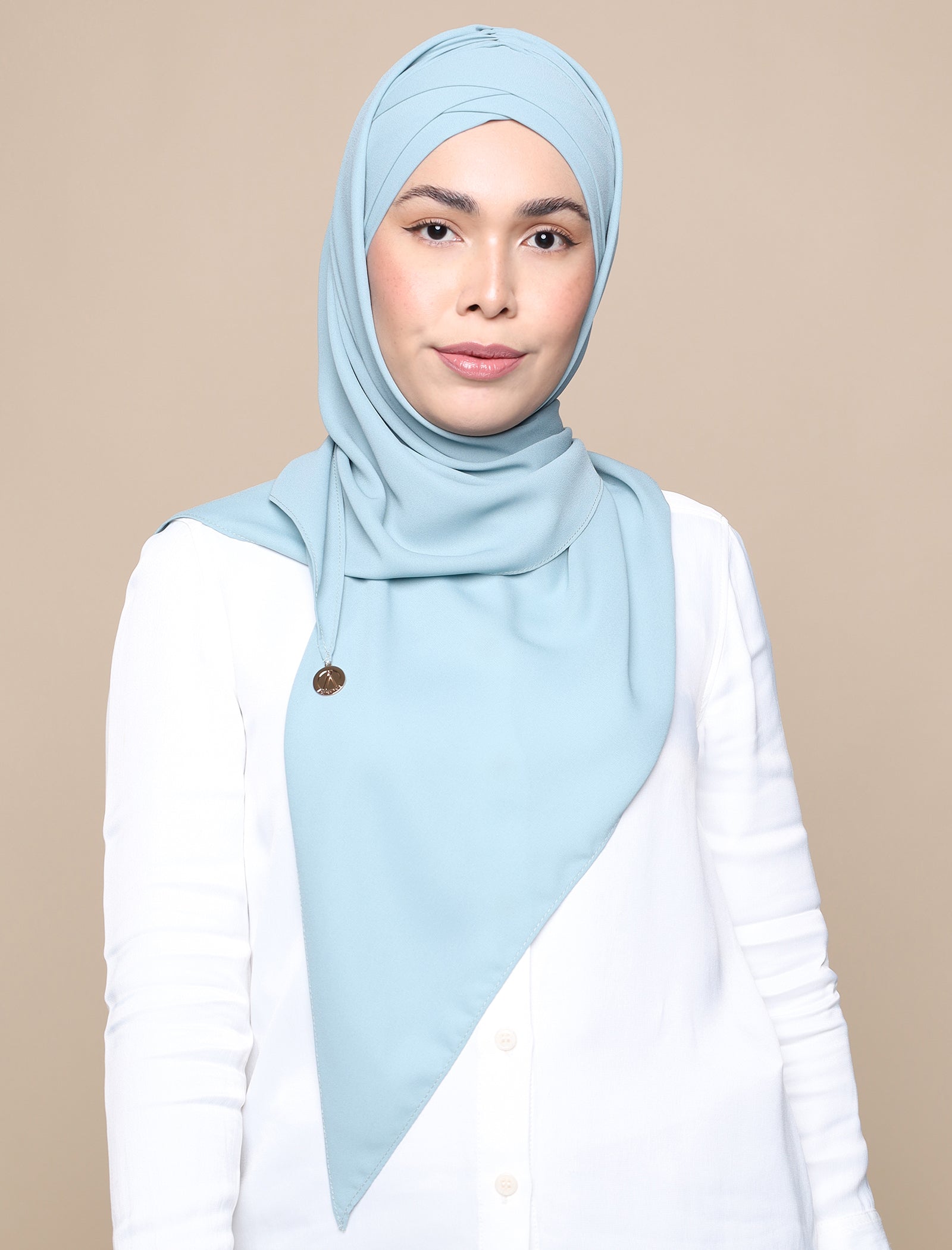 Korean Chiffon Tri Lux Turban - Eggshell Blue