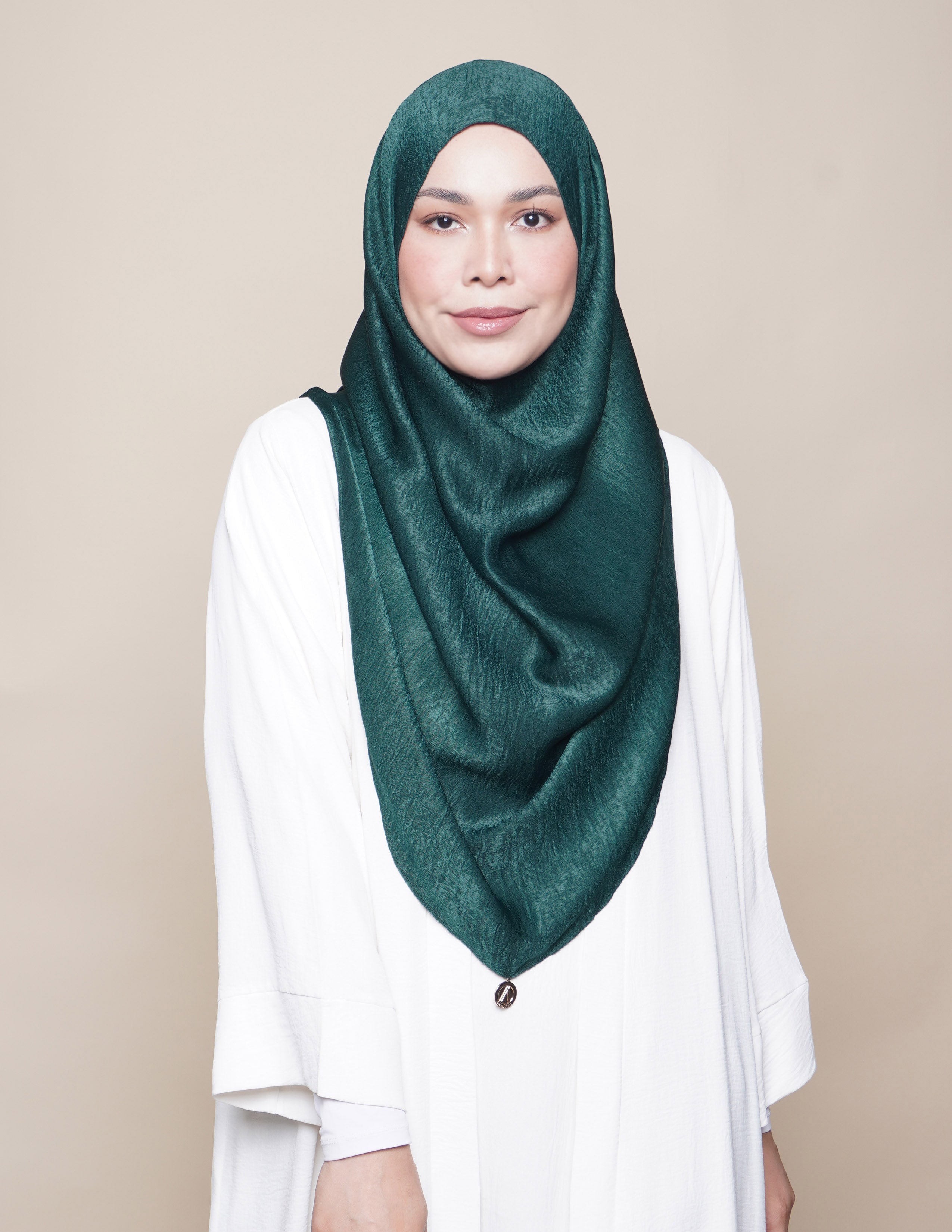 Khadijah Satin Crepe - Emerald