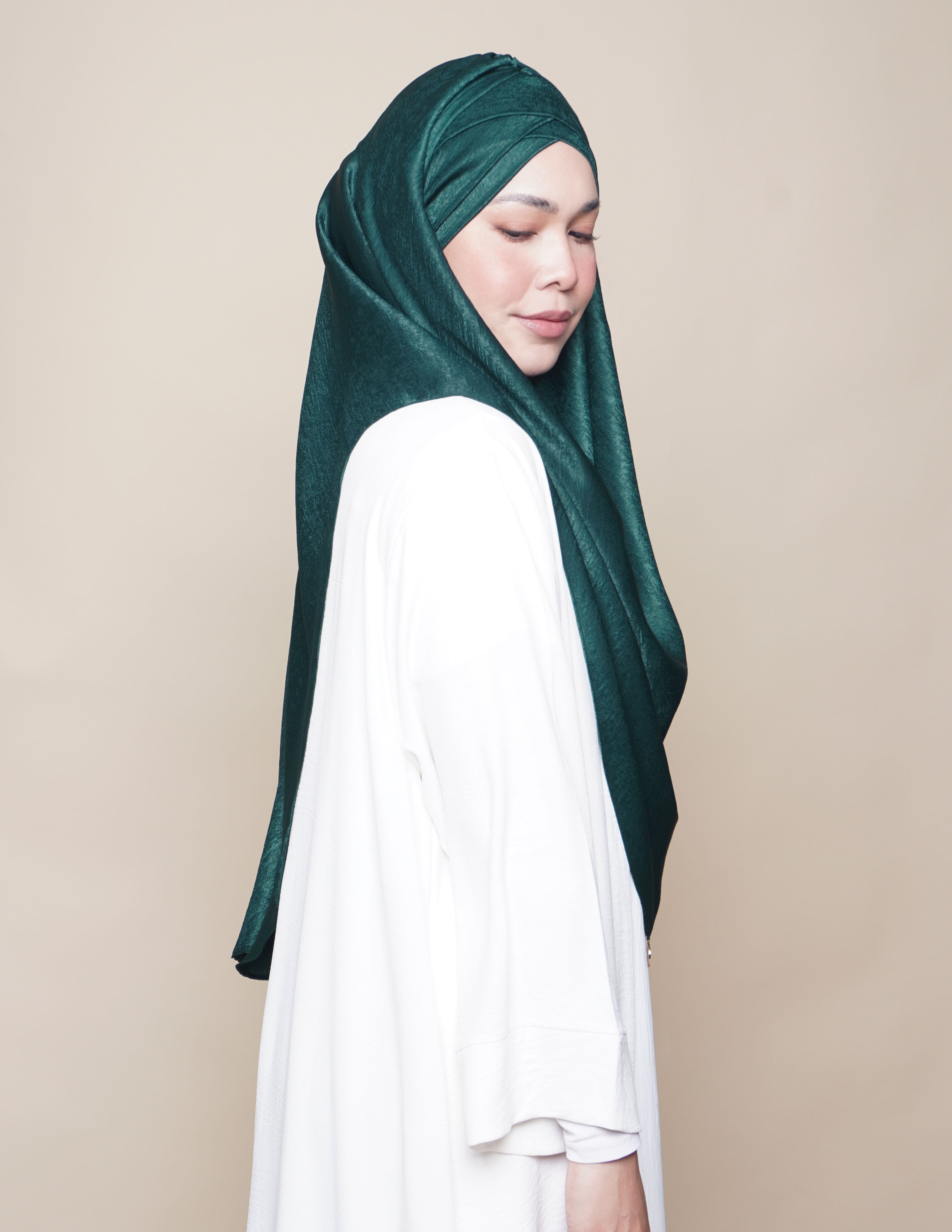 Khadijah Turban Satin Crepe - Emerald
