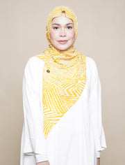 Geo Lines Chiffon Tri Scarf - Marmalade