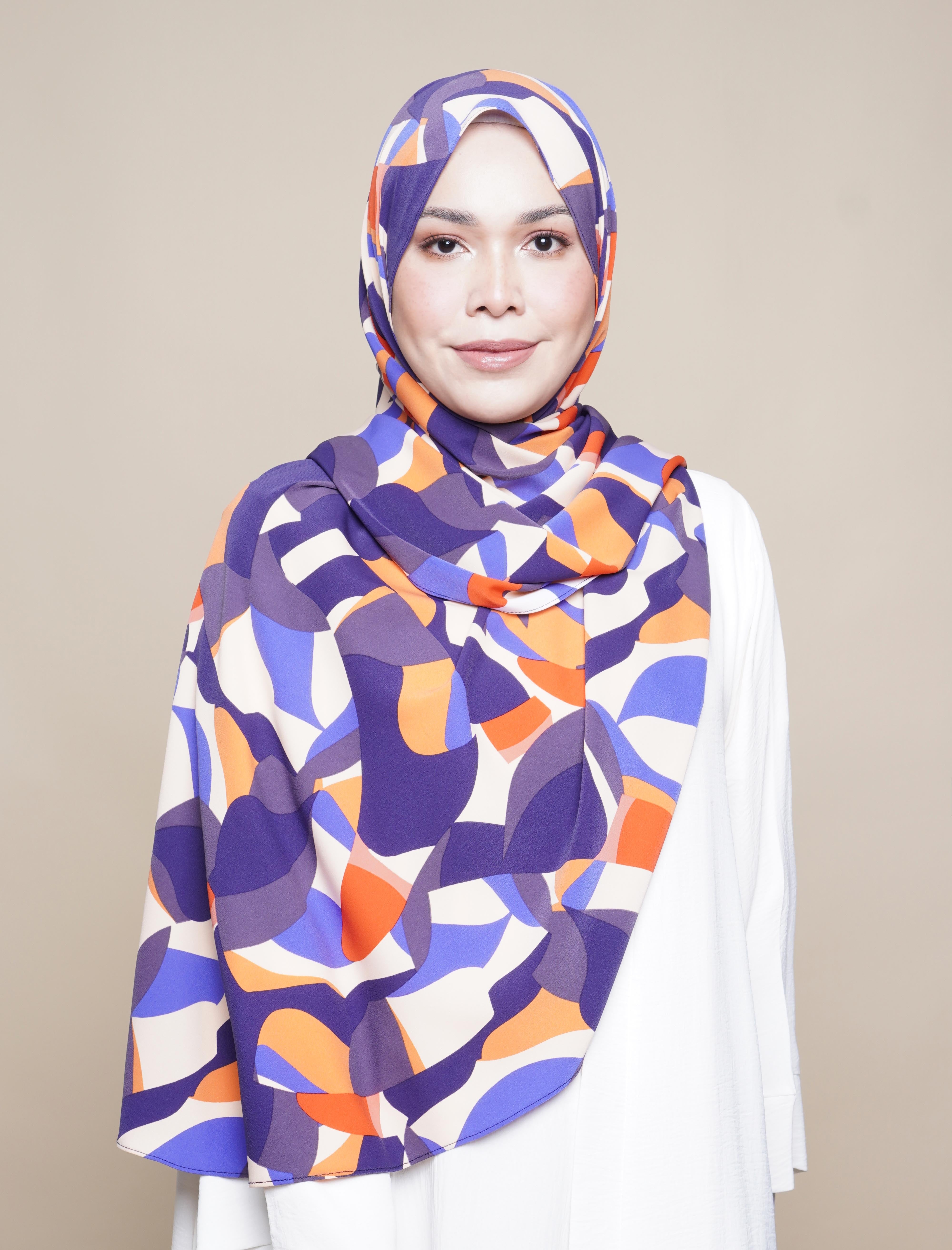 Geo Print Viscose Curve Shawl - Multicolour